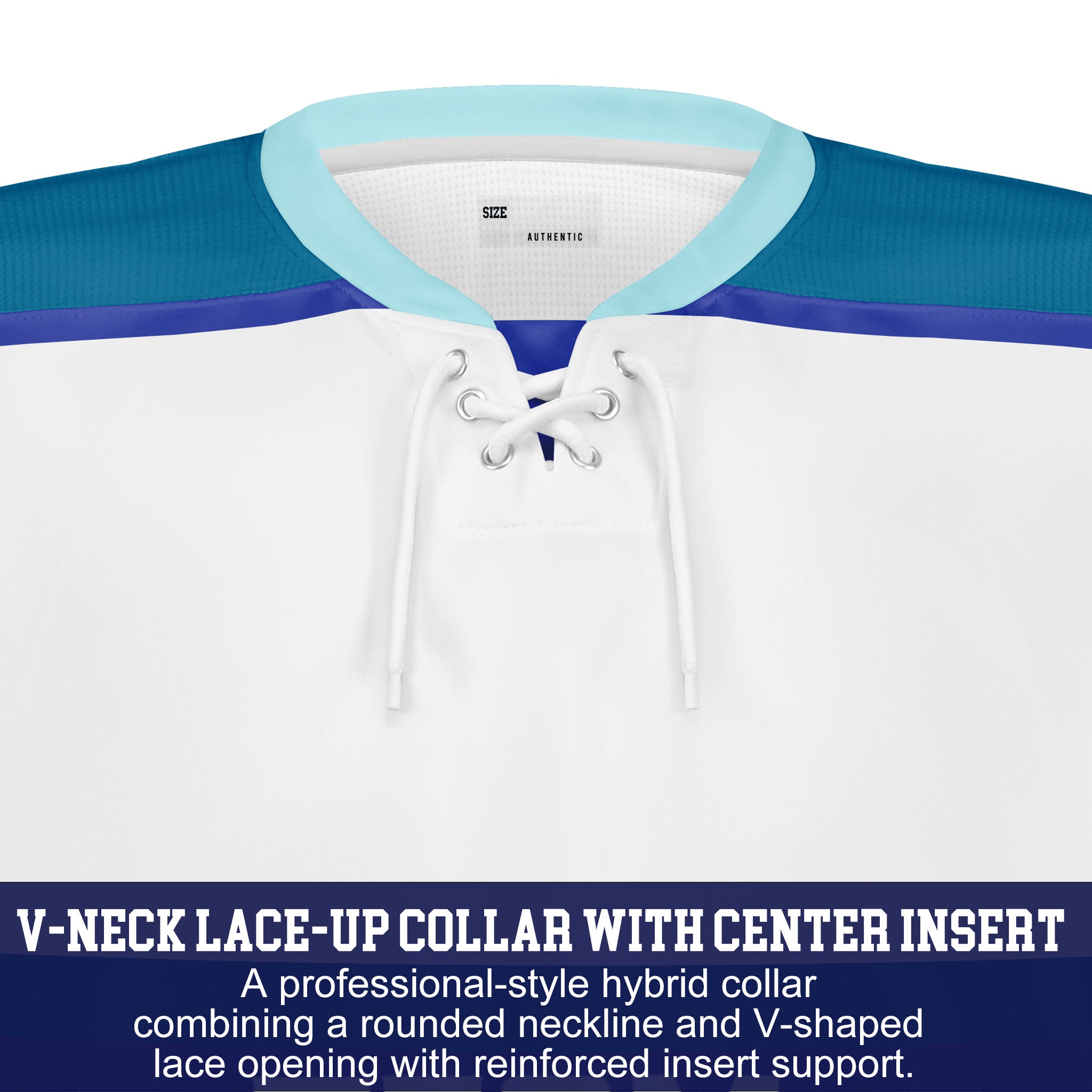 Custom Hockey Jersey Varsity Teamwear VT-302 WhiteBlueIndigoTeal