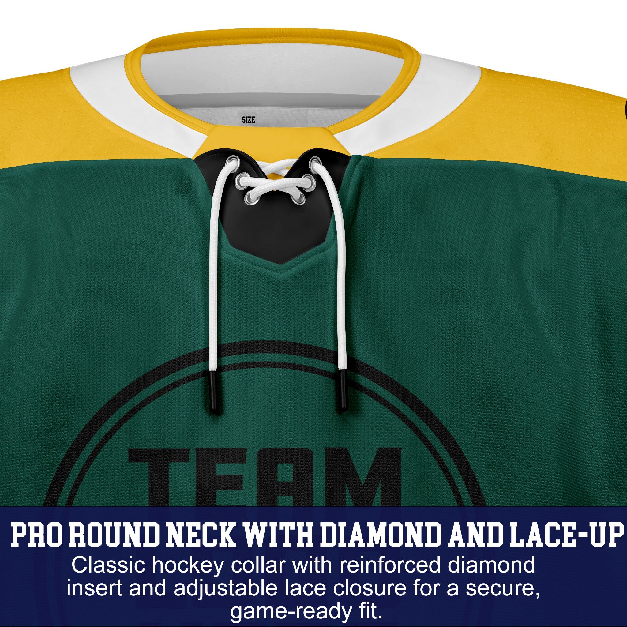 Custom Hockey Jersey Elite Pro EP-105 GreenGoldWhiteBlack