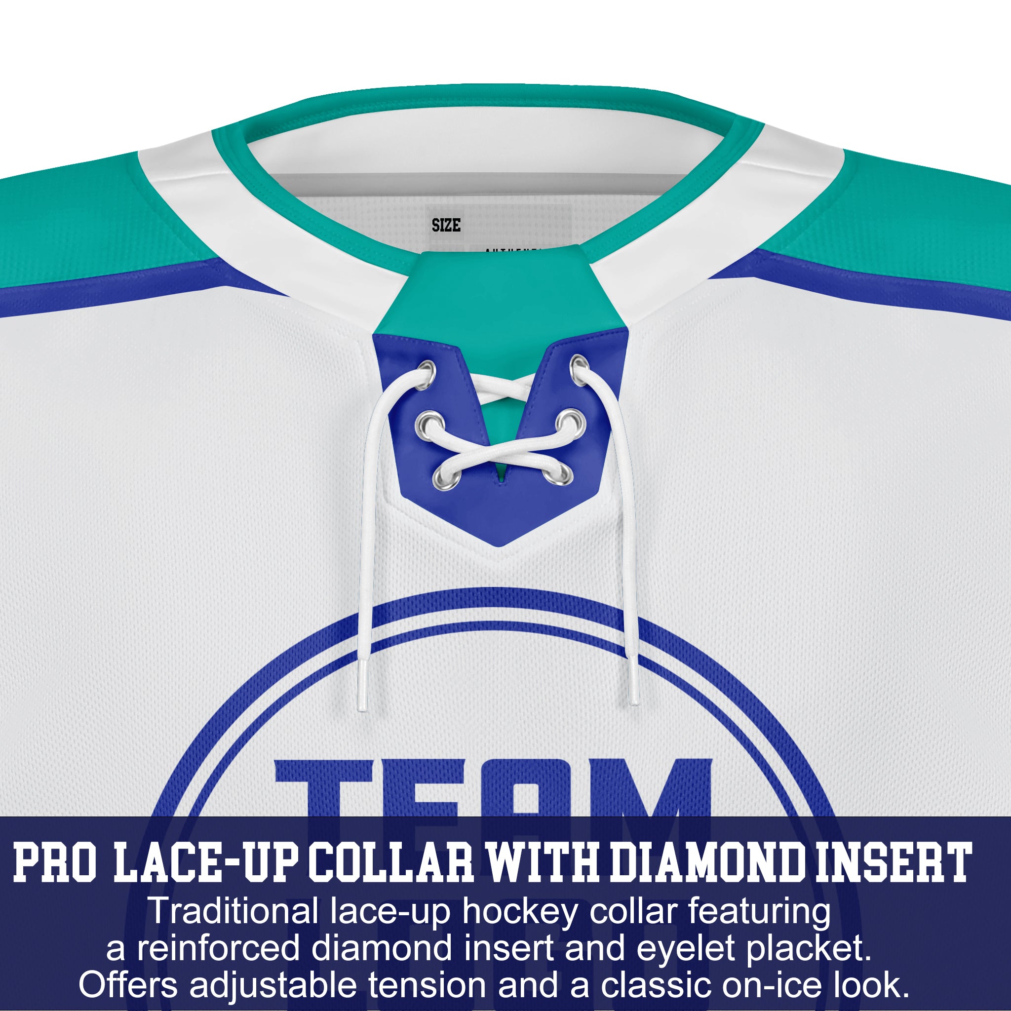 Custom Hockey Jersey Varsity Teamwear VT-208 WhiteTealIndigo