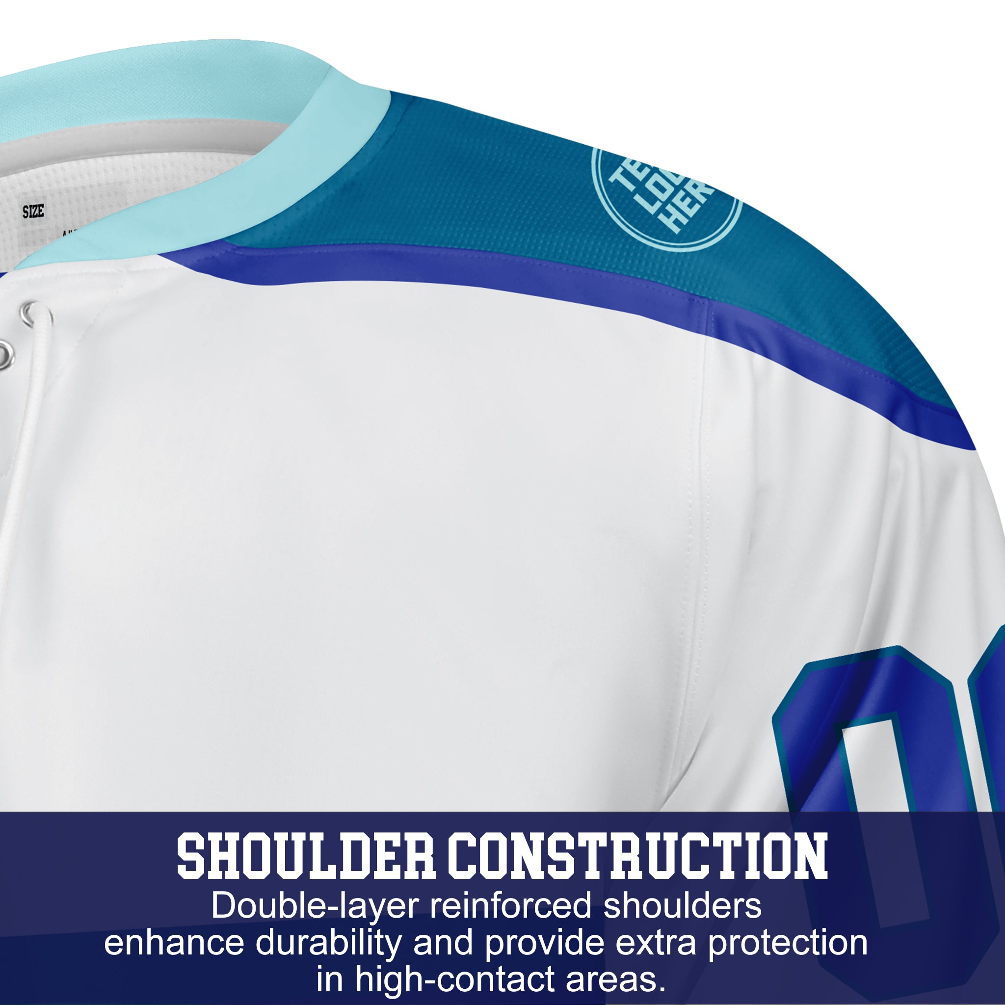 Custom Hockey Jersey Varsity Teamwear VT-302 WhiteBlueIndigoTeal