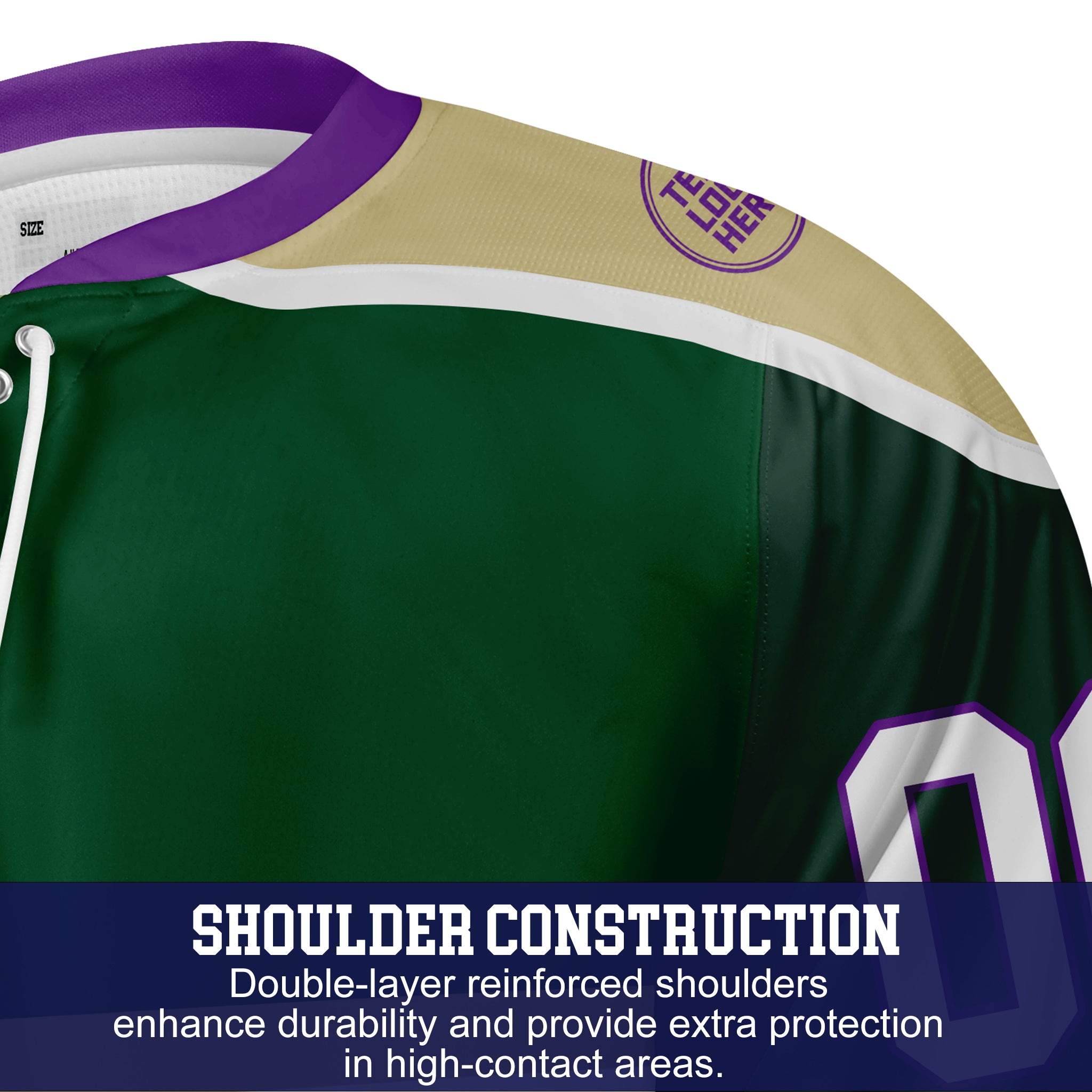 Custom Hockey Jersey Varsity Teamwear VT-302 ForestGoldWhitePurple
