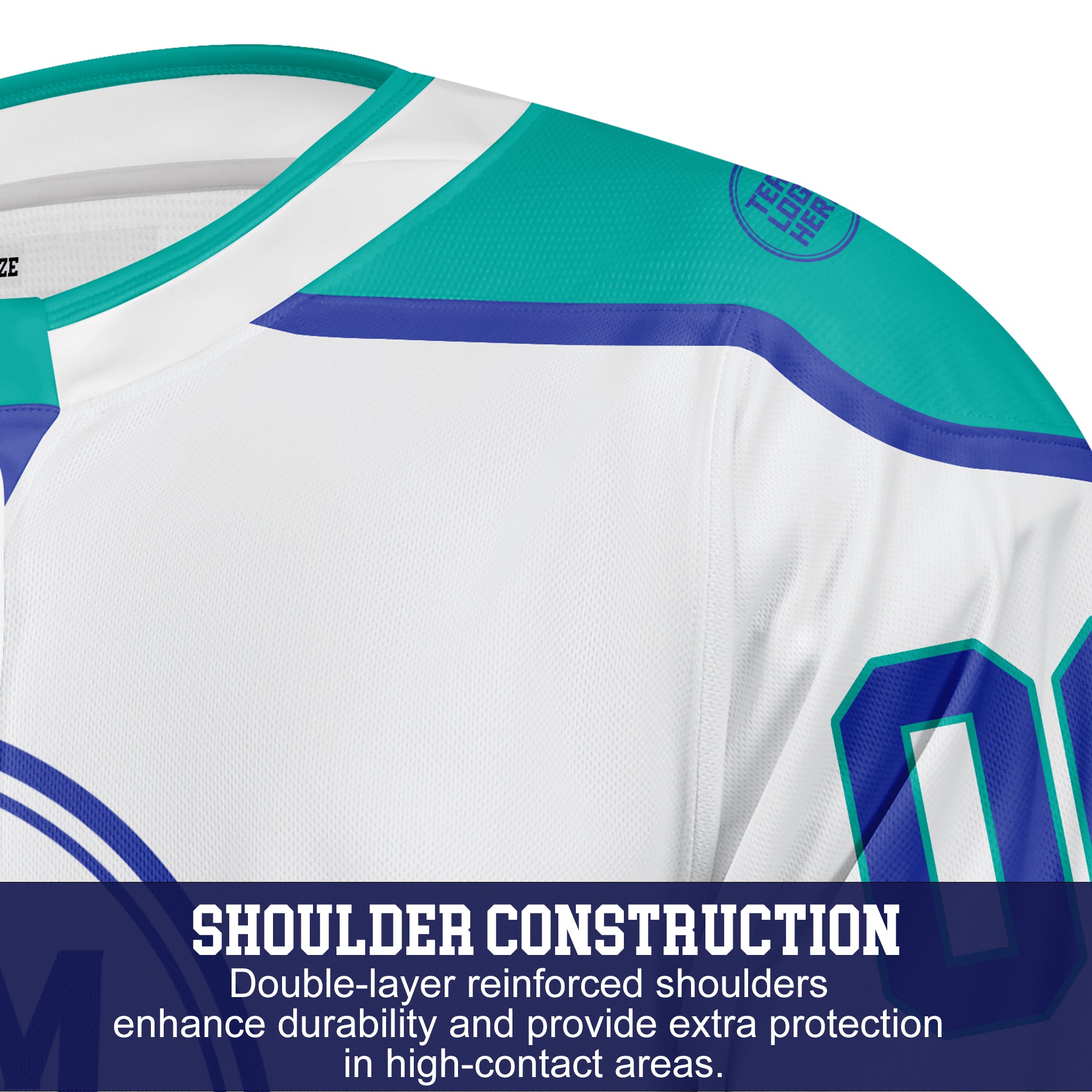 Custom Hockey Jersey Varsity Teamwear VT-208 WhiteTealIndigo