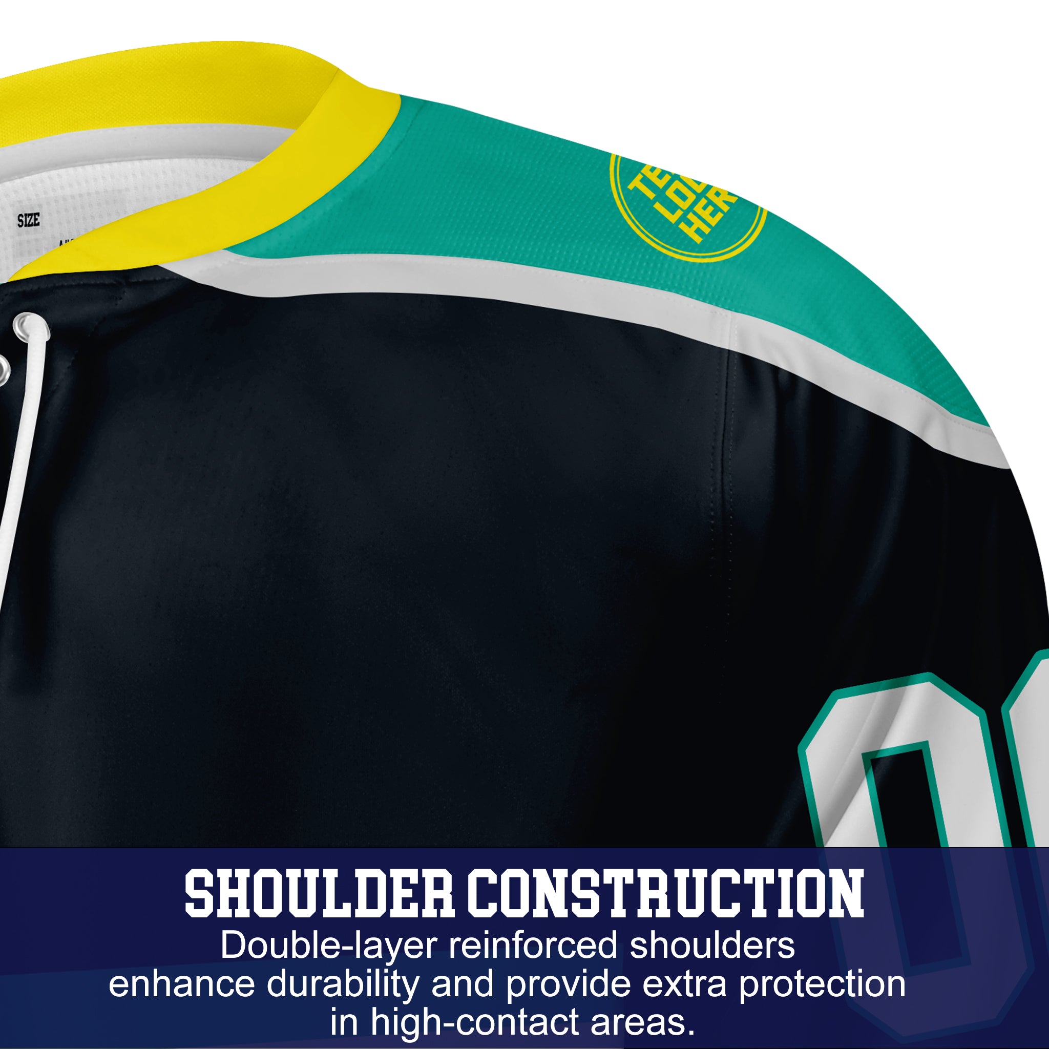 Custom Hockey Jersey Varsity Teamwear VT-302 BlackTealGreyYellow