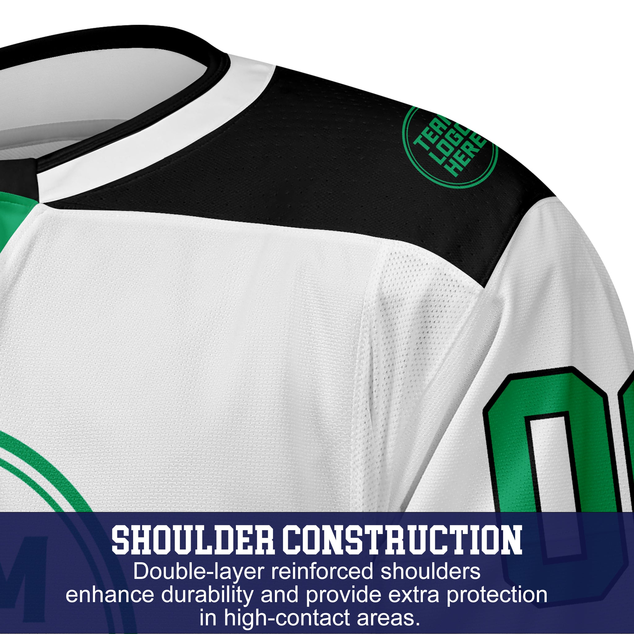 Custom Hockey Jersey Elite Pro EP-101 WhiteGreenBlack