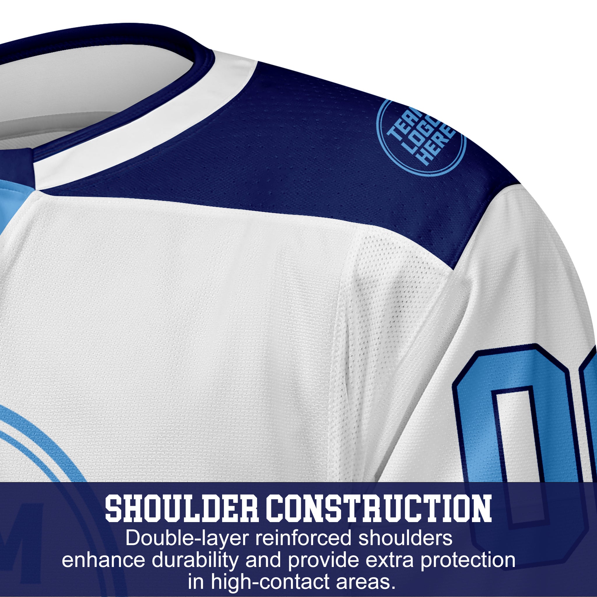 Custom Hockey Jersey Elite Pro EP-102 WhiteNavyIceBlue