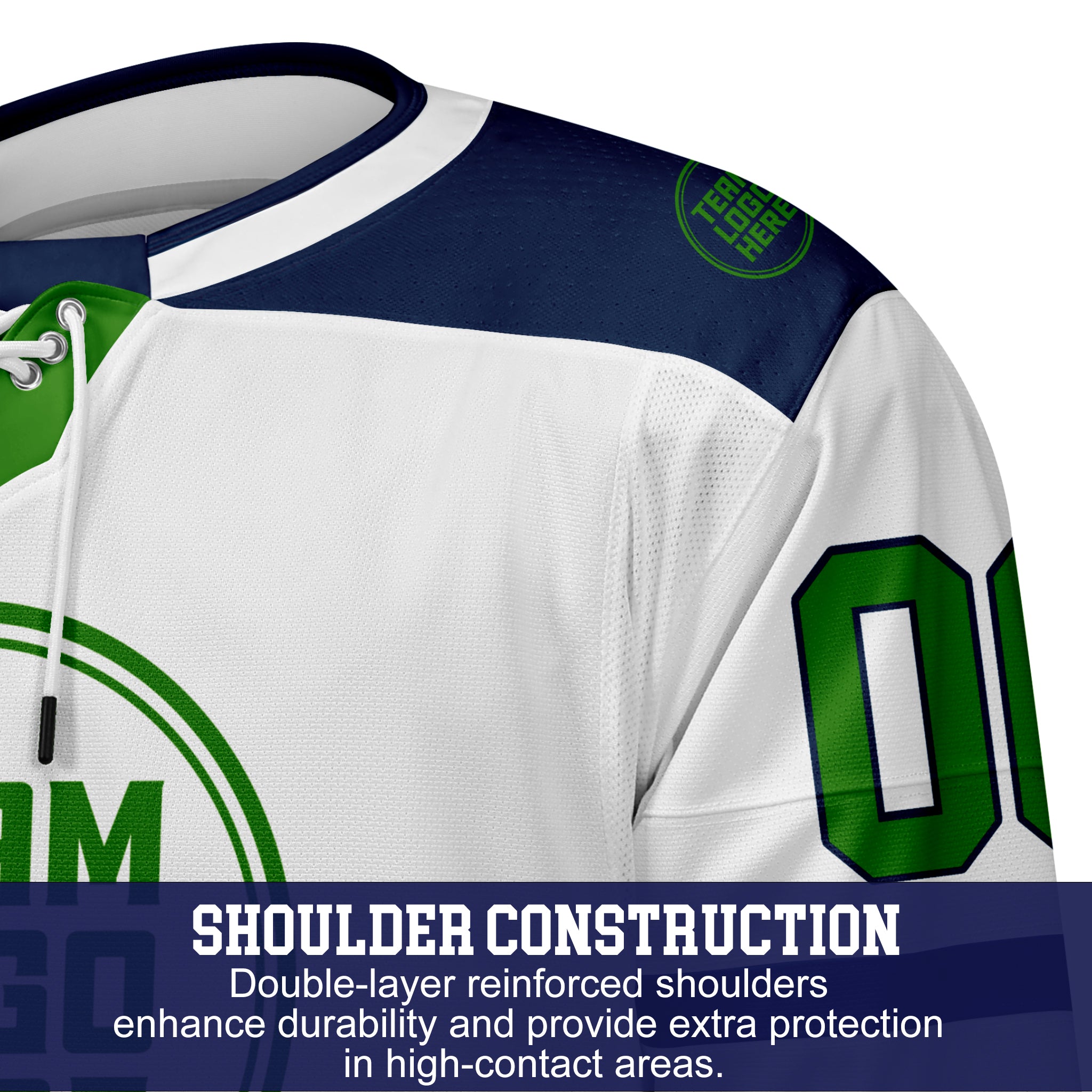 Custom Hockey Jersey Elite Pro EP-102 WhiteBlueGreen