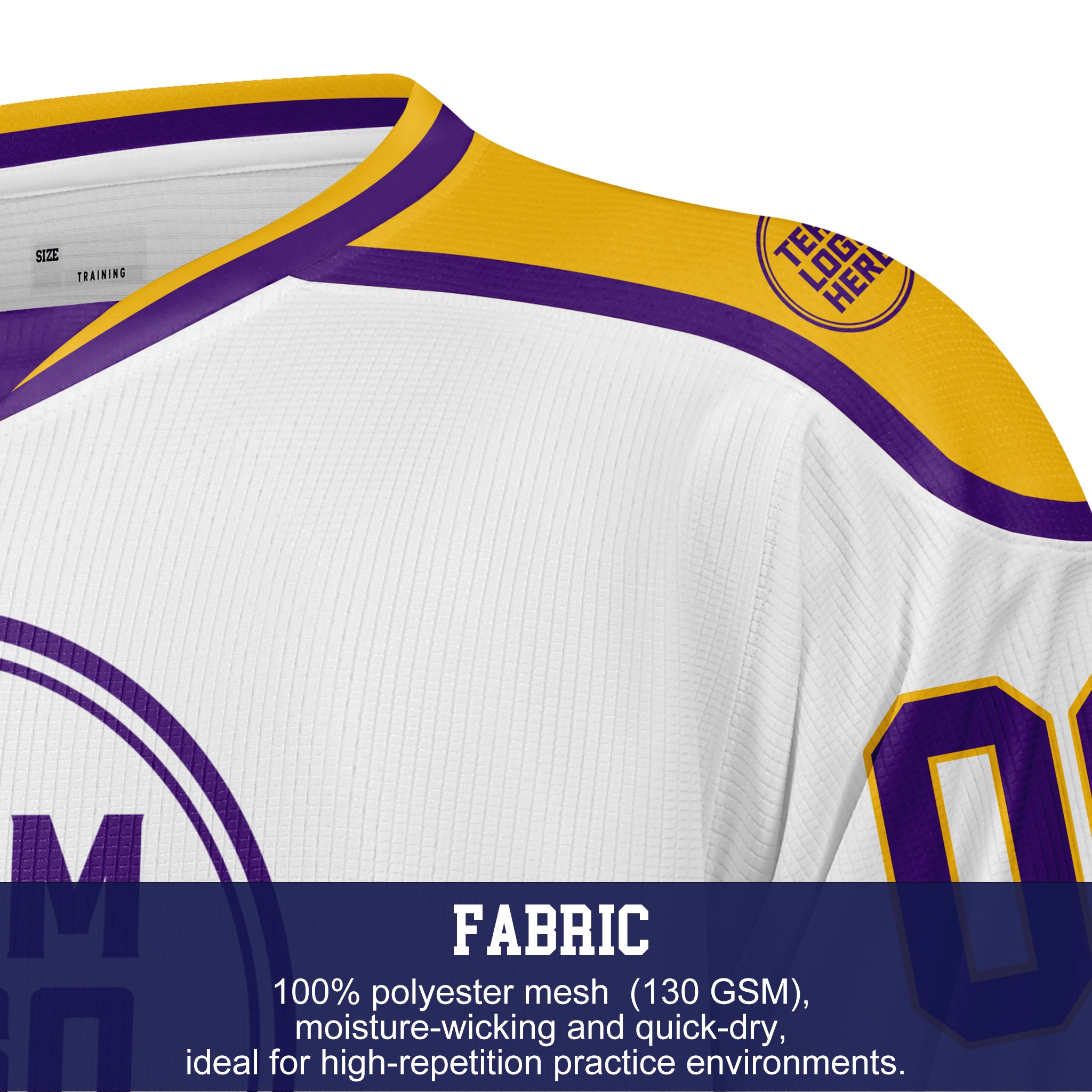 Custom Hockey Jersey Practice PS-202 WhitePurpleGold