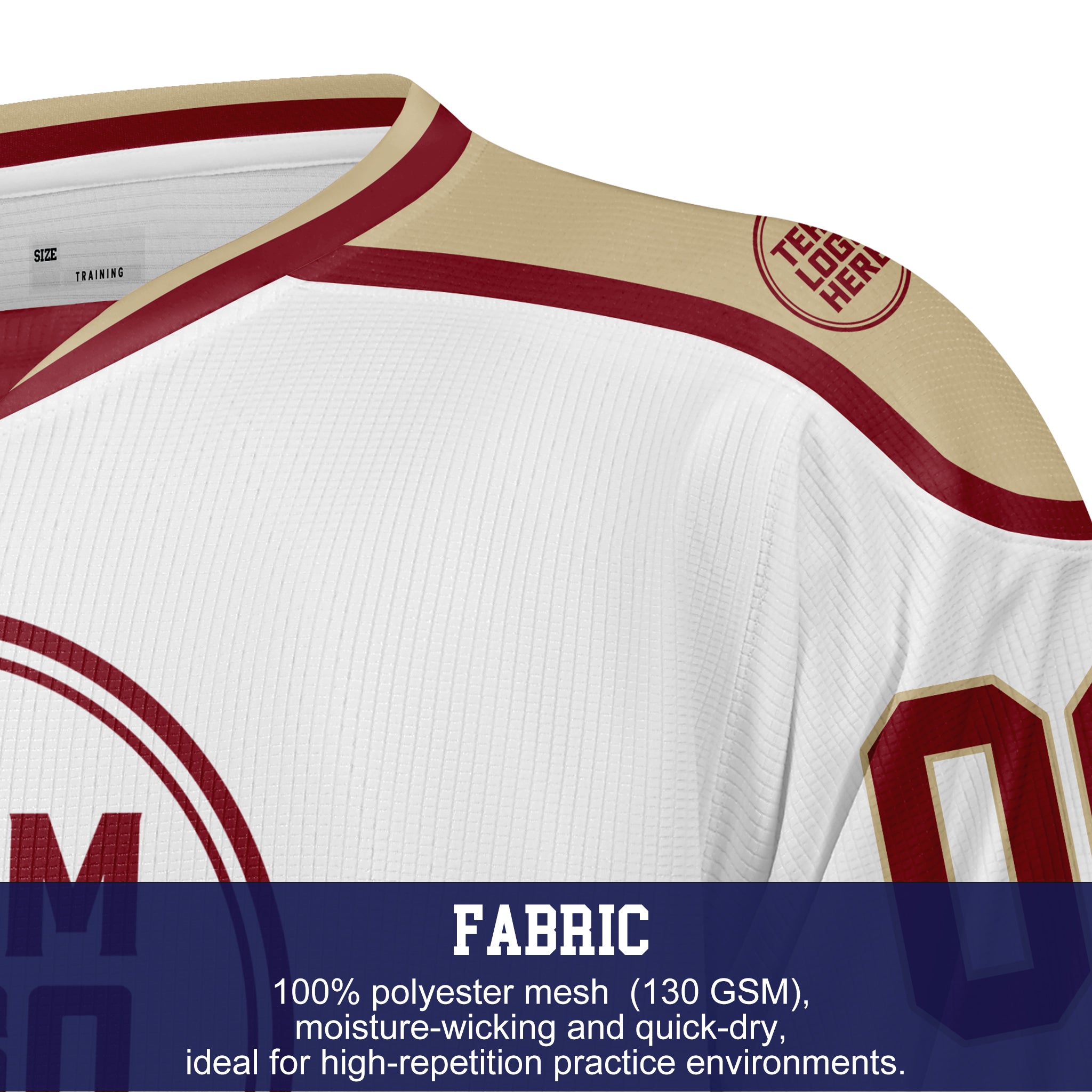 Custom Hockey Jersey Practice PS-202 WhiteRedTan