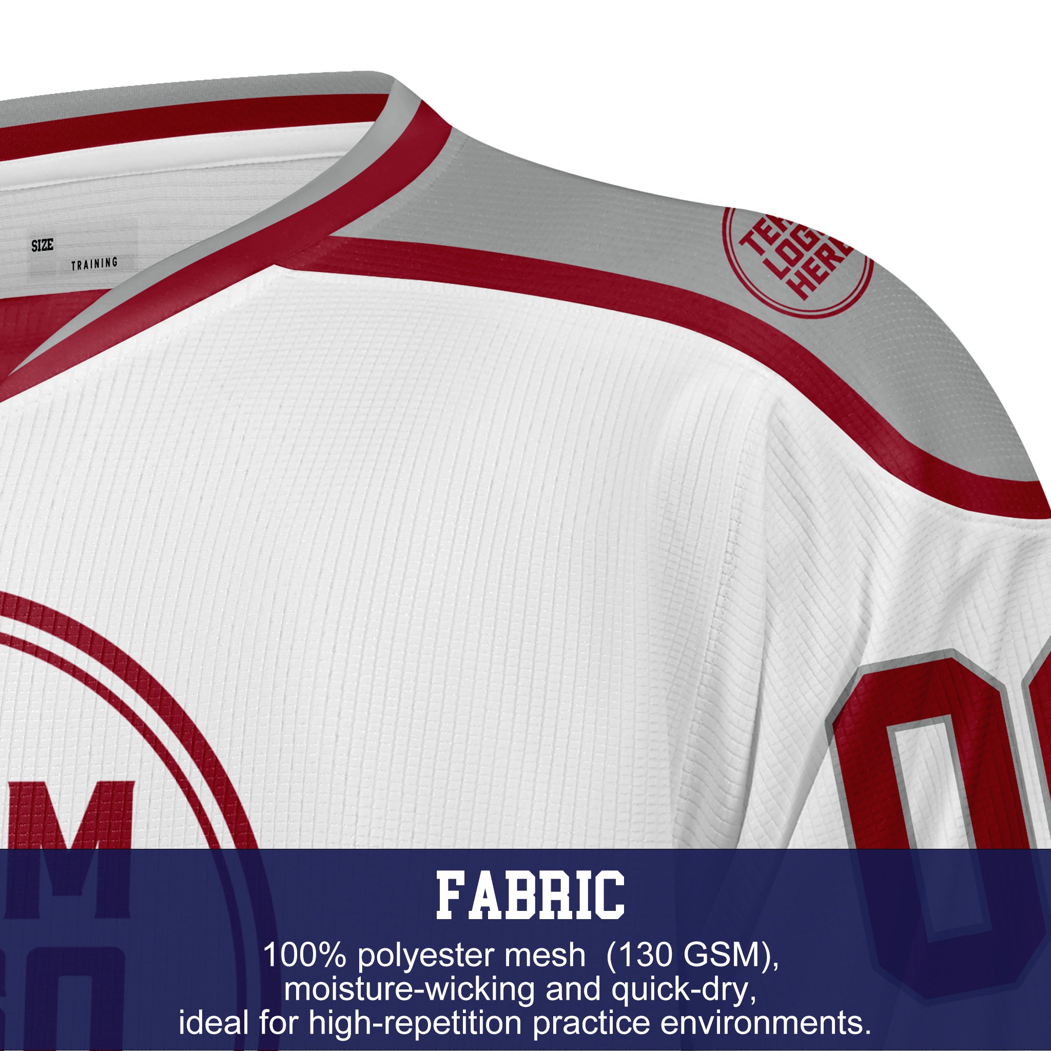 Custom Hockey Jersey Practice PS-202 WhiteRedSilver