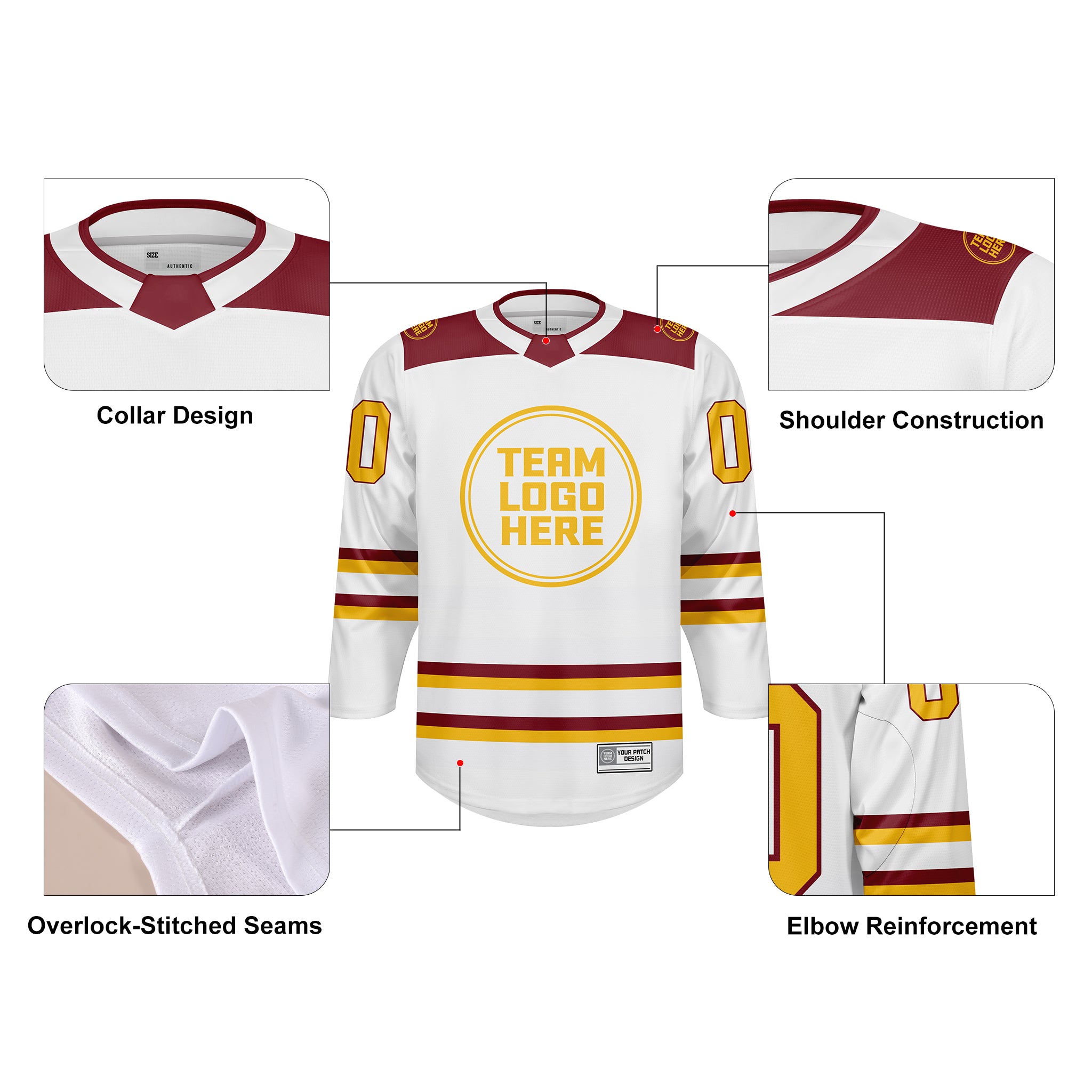 Custom Hockey Jersey Varsity Teamwear VT-101 WhiteRedGold