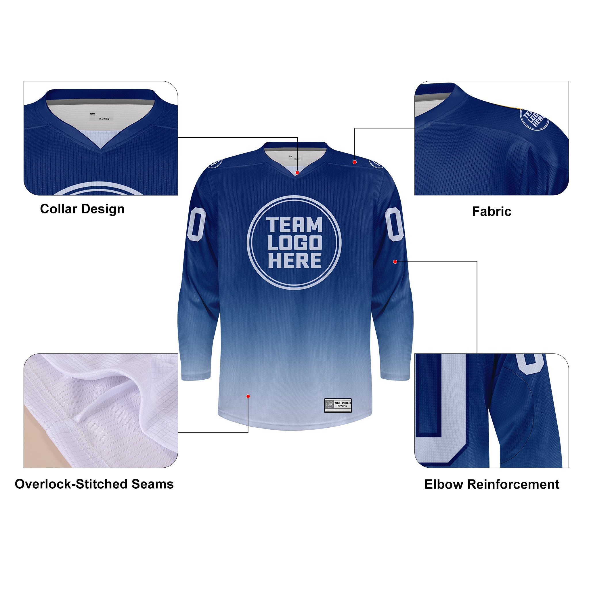 Custom Hockey Jersey Practice PSG-201 Gradient Fade Color RoyalWhite