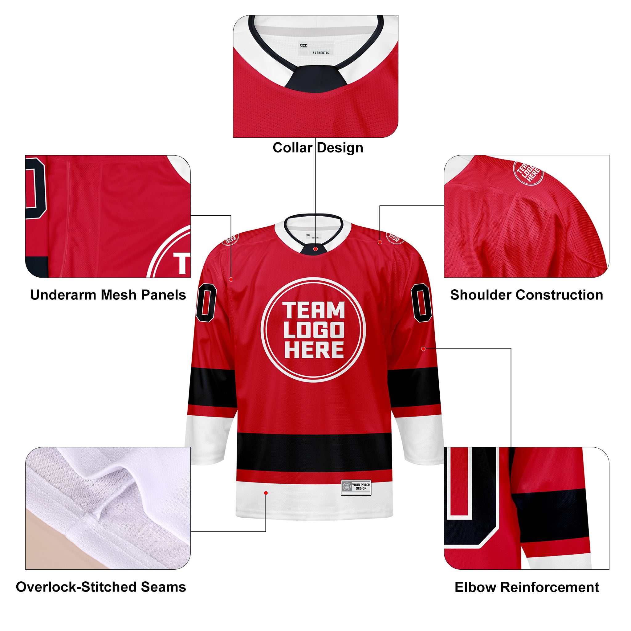 Custom Hockey Jersey Elite Pro EP-201 RedBlackWhite