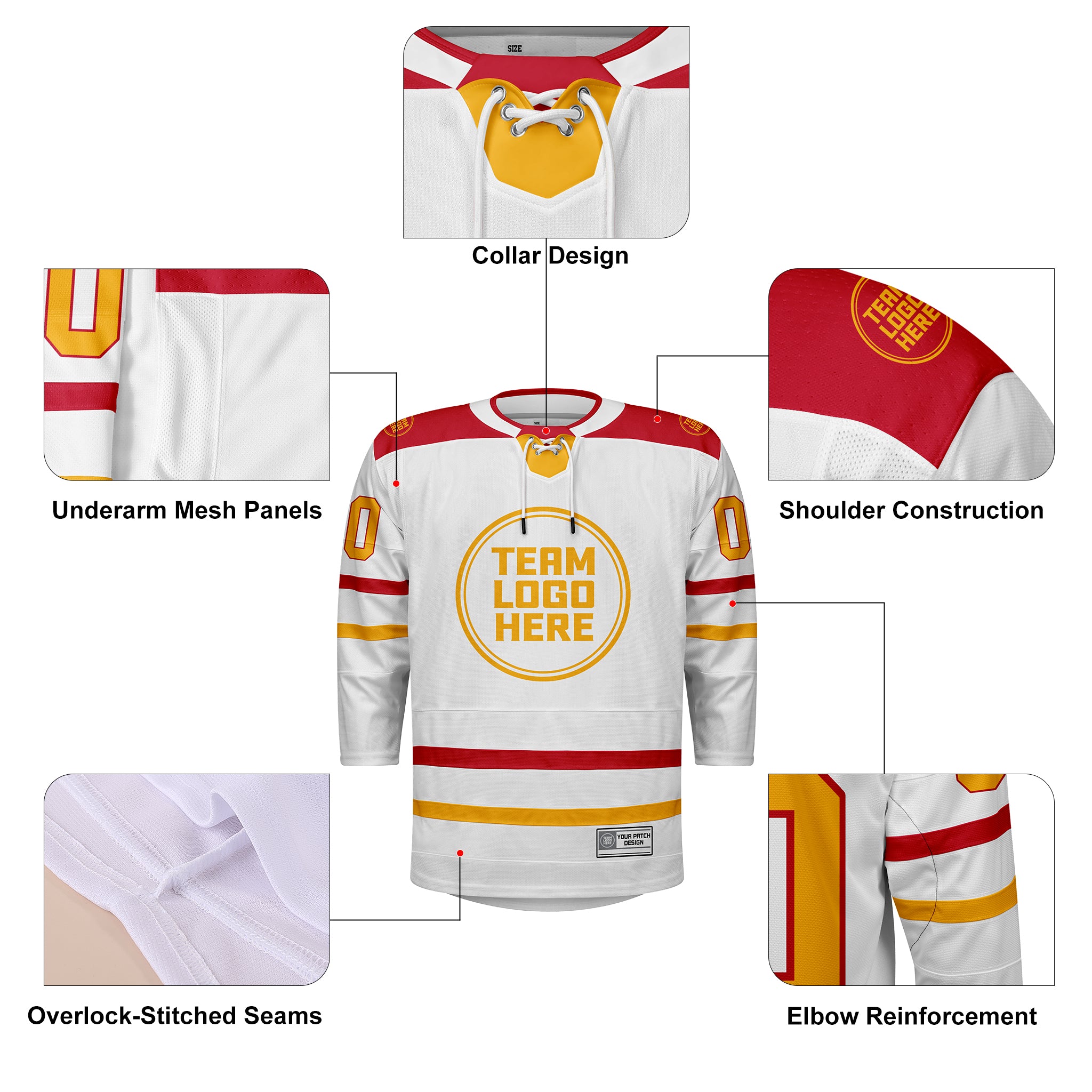 Custom Hockey Jersey Elite Pro EP-102 WhiteRedGold