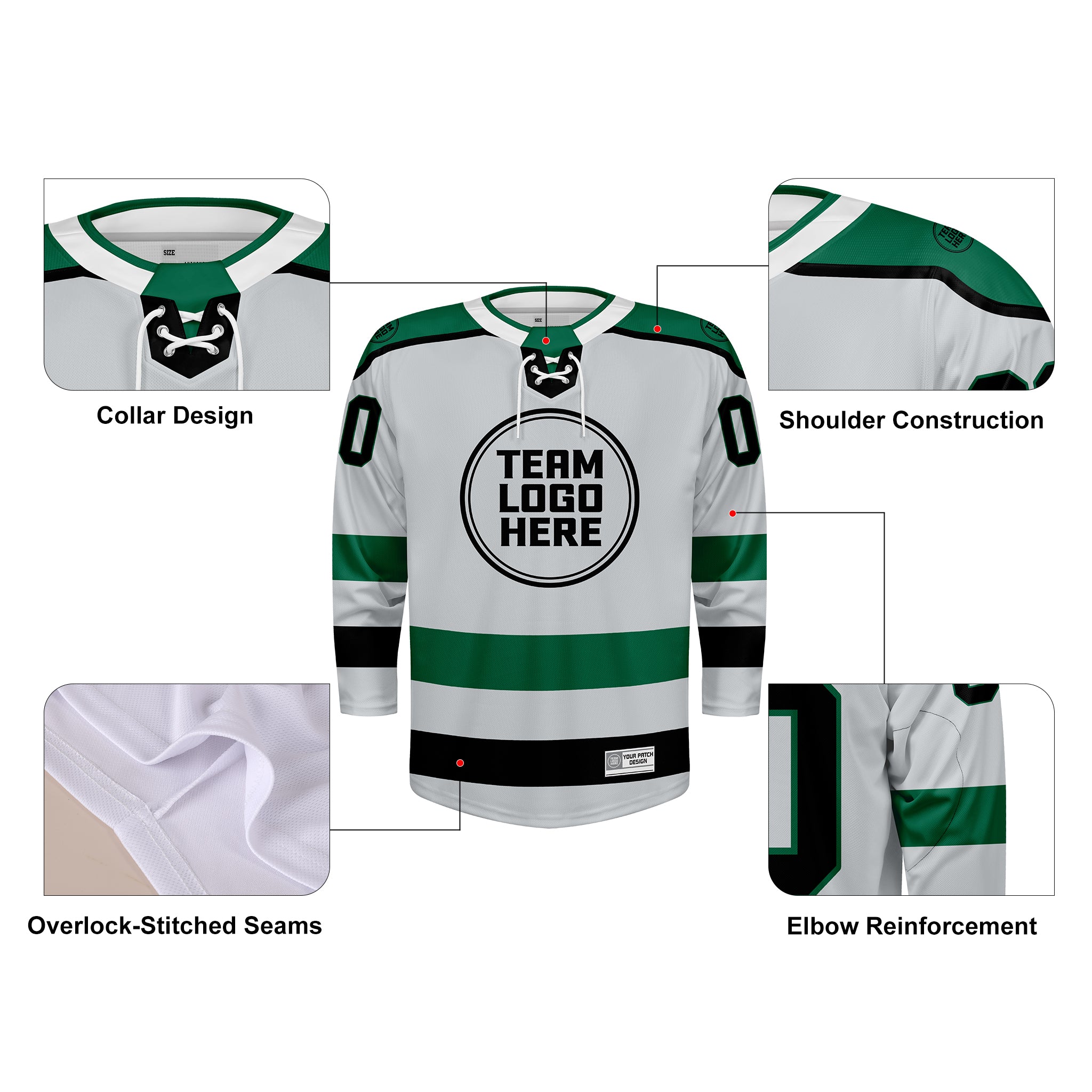 Custom Hockey Jersey Varsity Teamwear VT-208 IcerGreenBlack