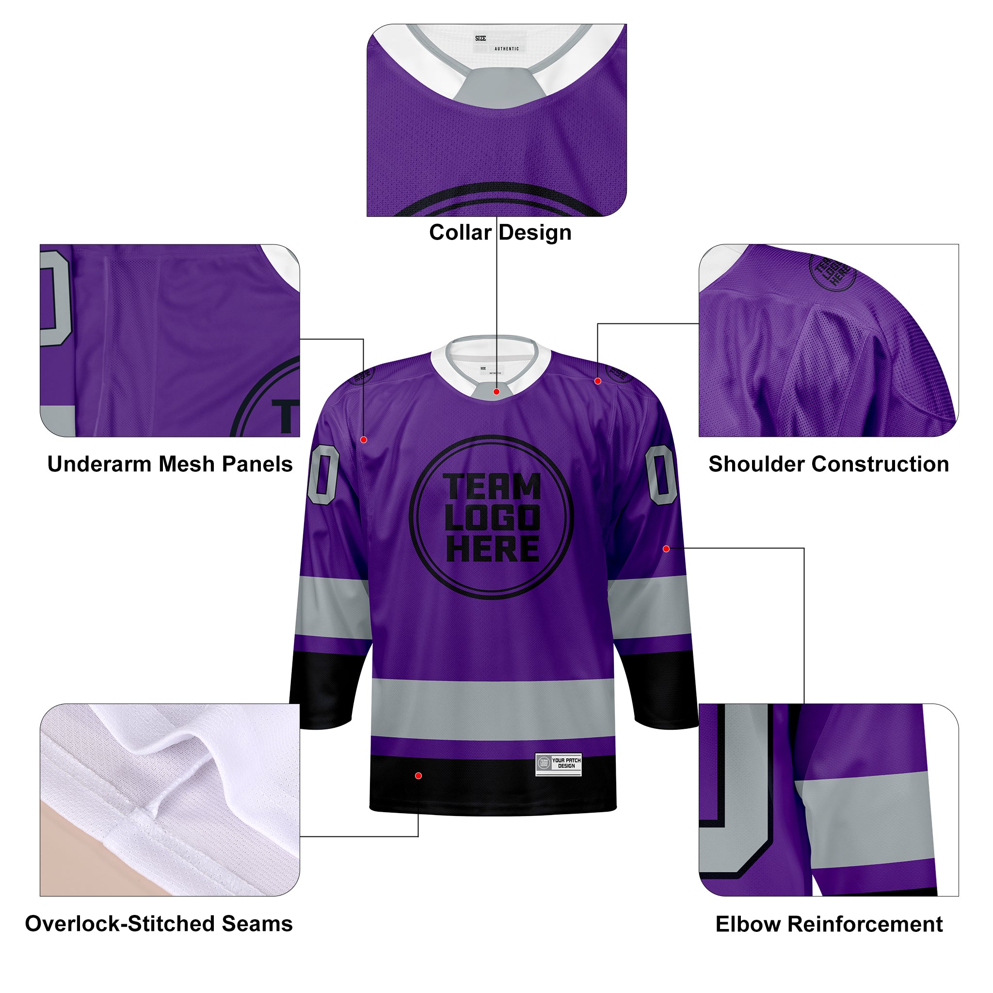Custom Hockey Jersey Elite Pro EP-201 PurpleSilverBlack