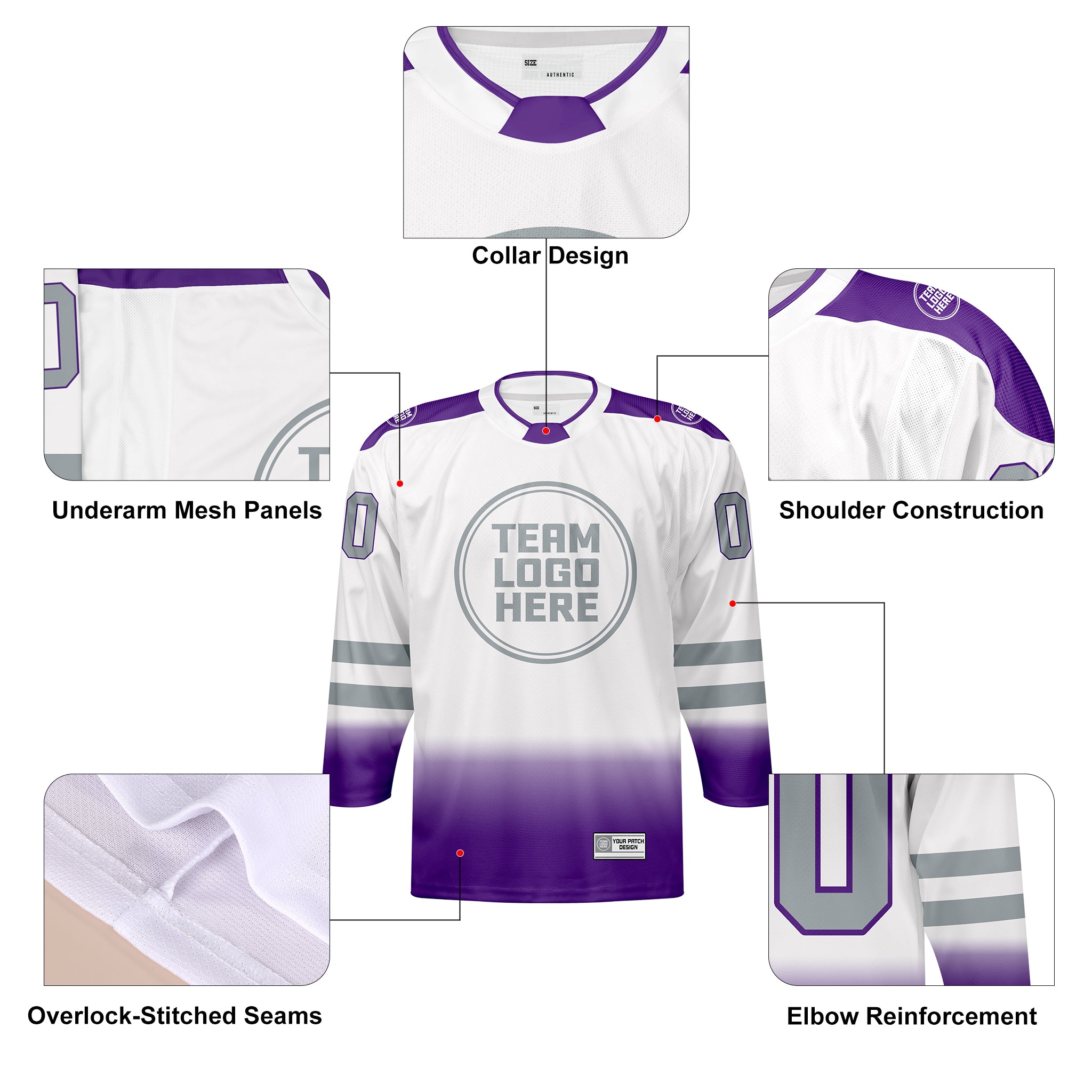 Custom Hockey Jersey Elite Pro EP-202 PurpleWhiteSilver