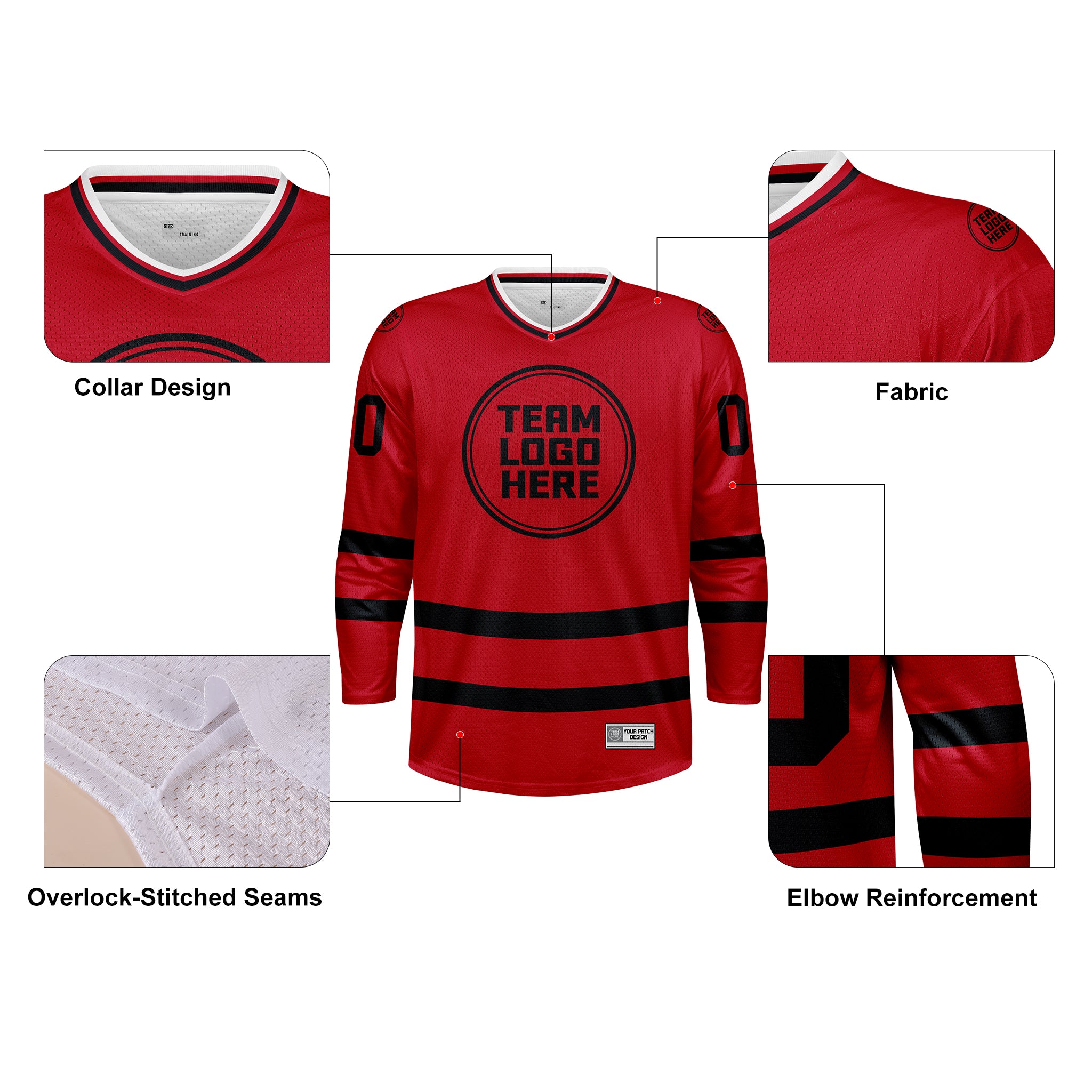 Custom Hockey Jersey Practice PS-103 RedBlack (Sample)