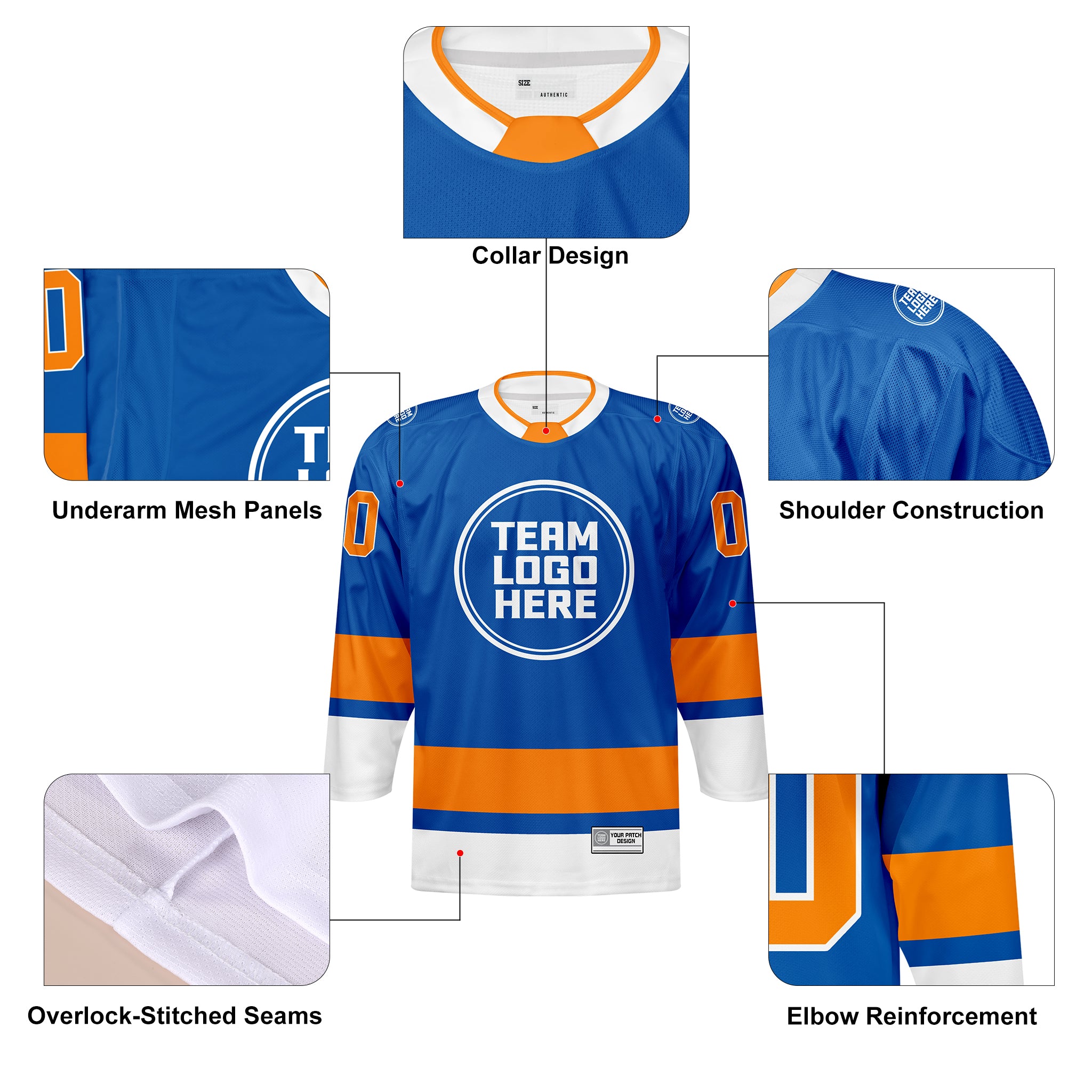 Custom Hockey Jersey Elite Pro EP-201 RoyalOrangeWhite