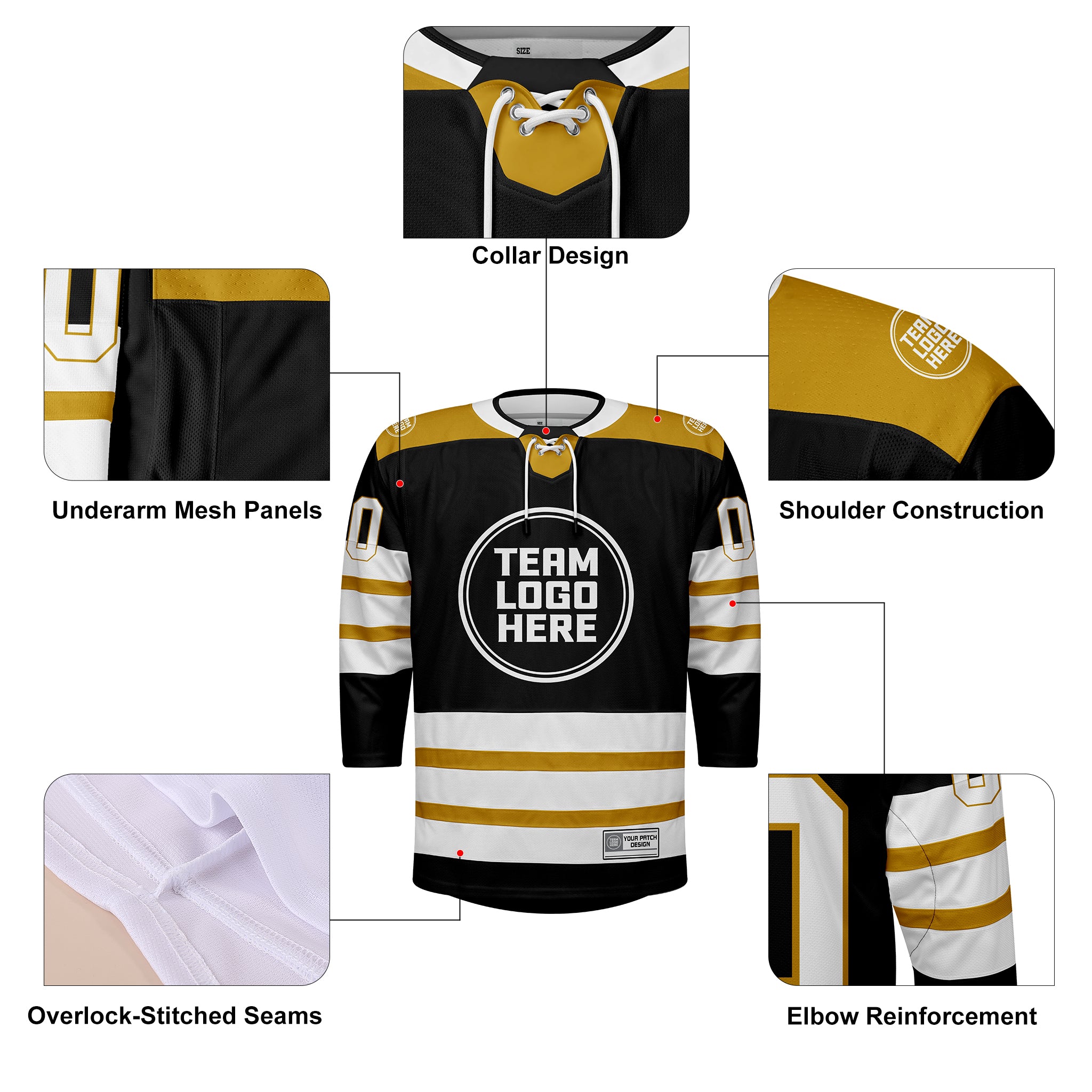 Custom Hockey Jersey Elite Pro EP-107 BlackGoldWhite
