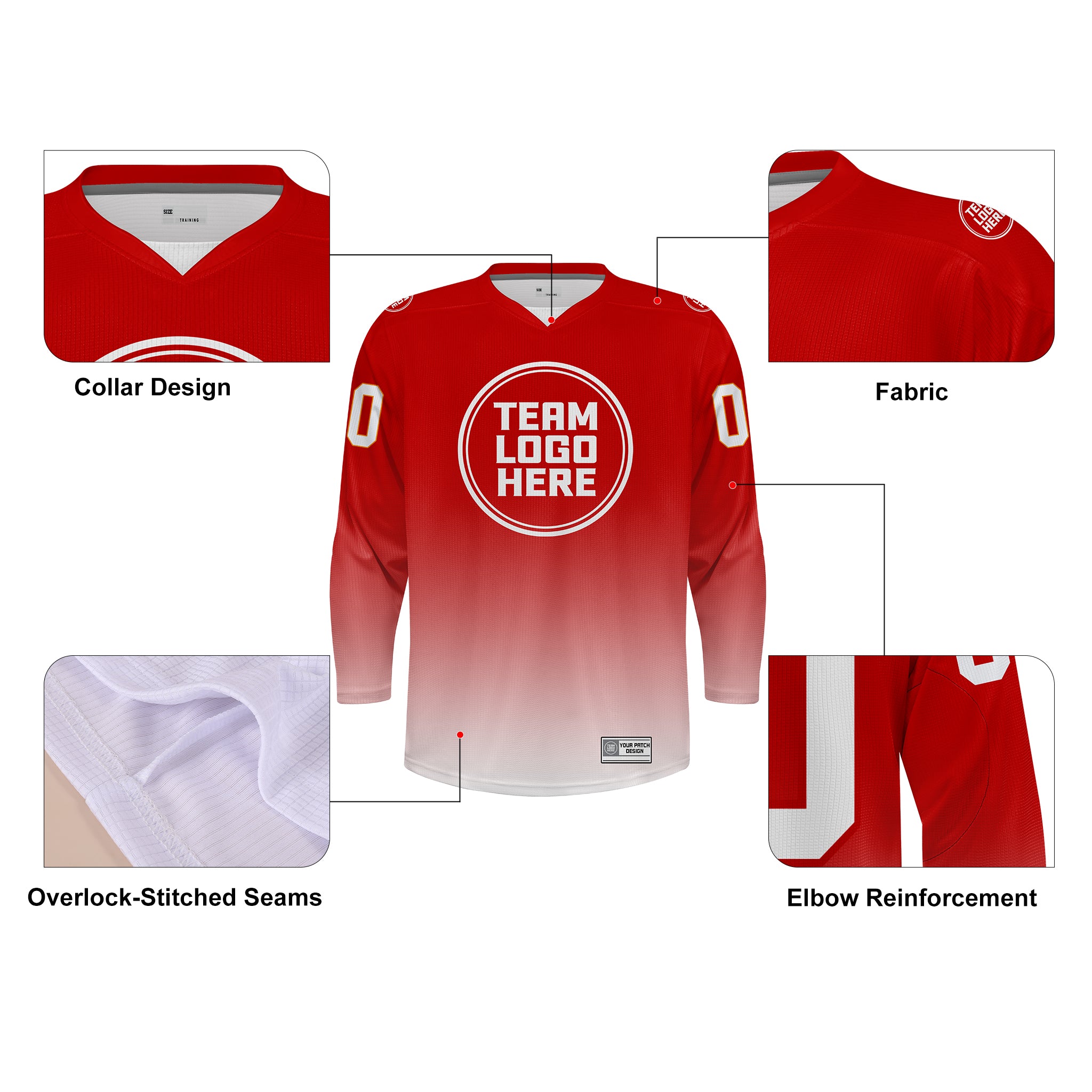 Custom Hockey Jersey Practice PSG-201 Gradient Fade Color RedWhite
