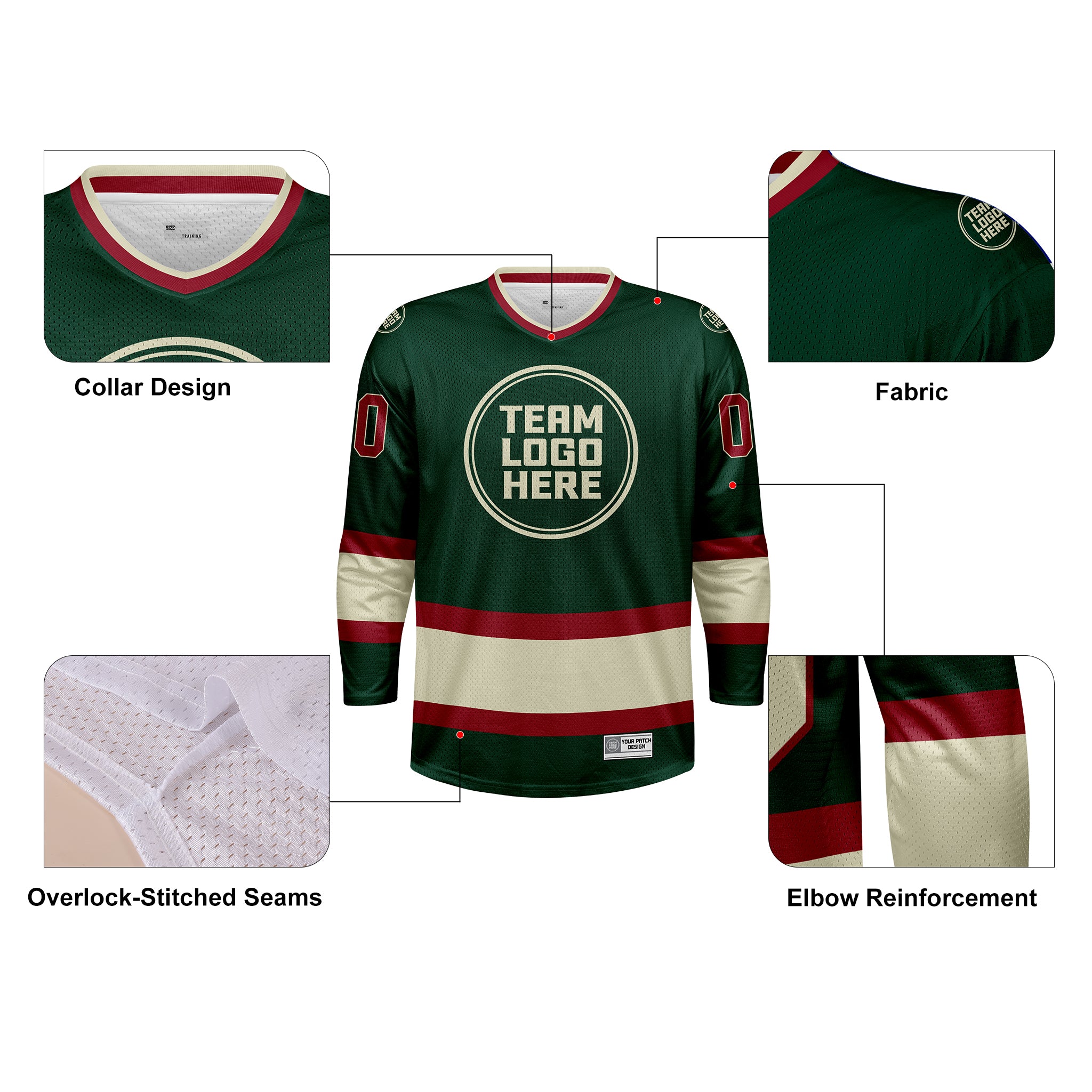 Custom Hockey Jersey Practice PS-107 GreenRedCream