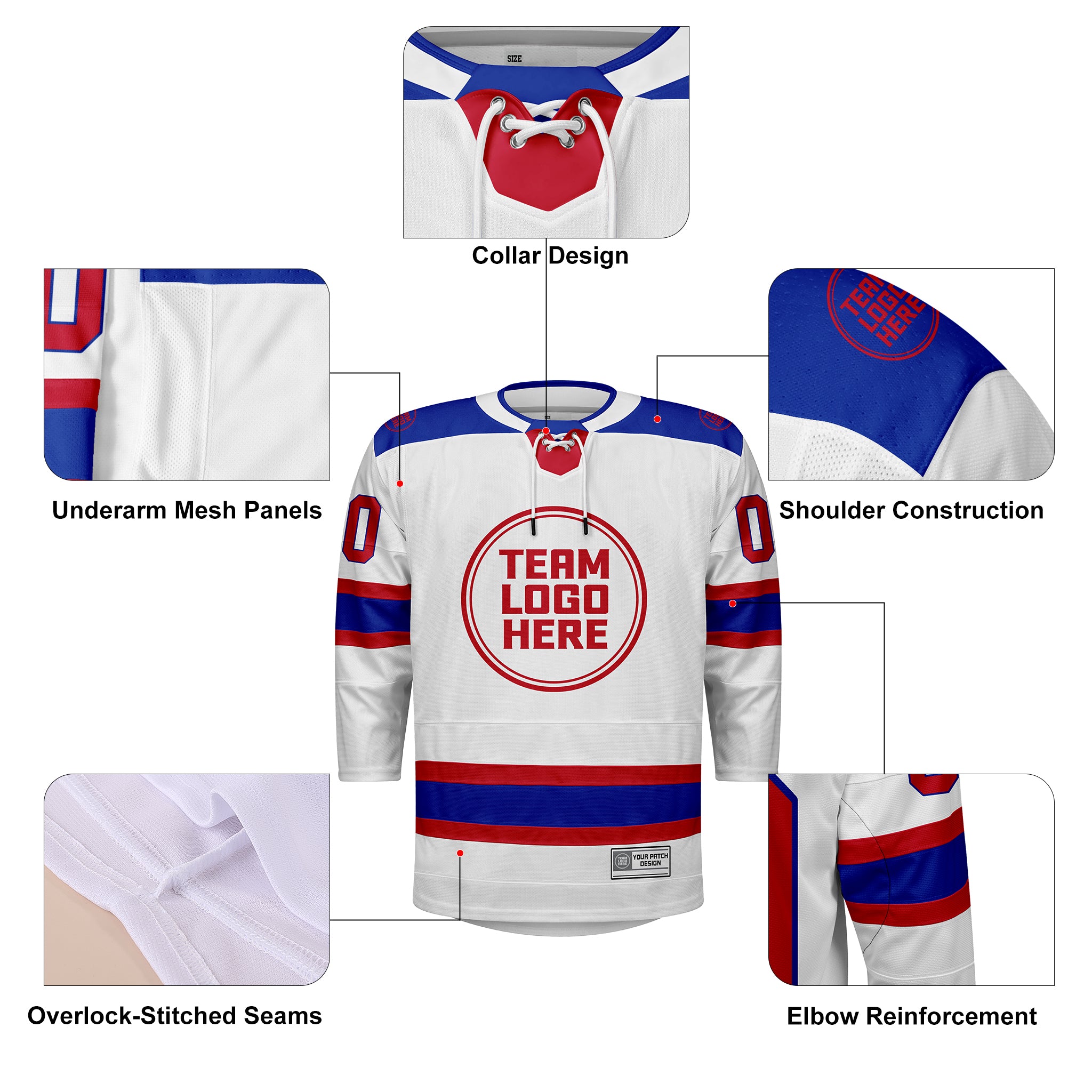 Custom Hockey Jersey Elite Pro EP-101 WhiteRedBlue