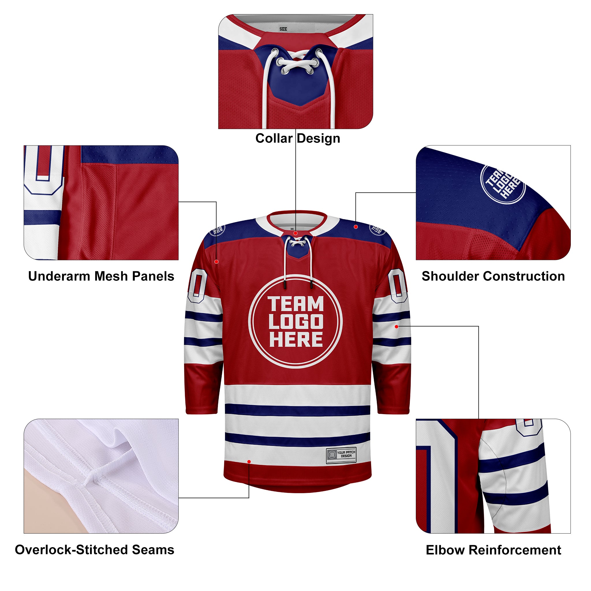 Custom Hockey Jersey Elite Pro EP-107 RedBlueWhite