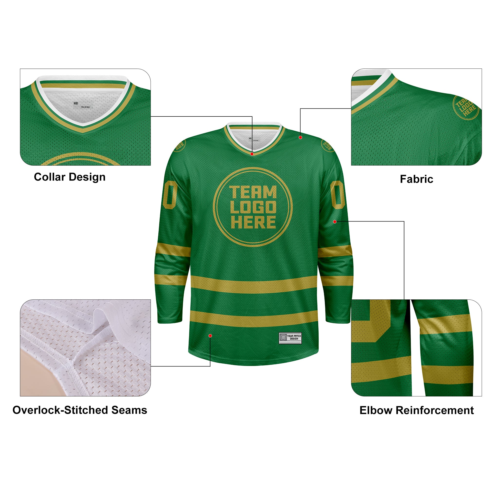Custom Hockey Jersey Practice PS-103 ForestGold