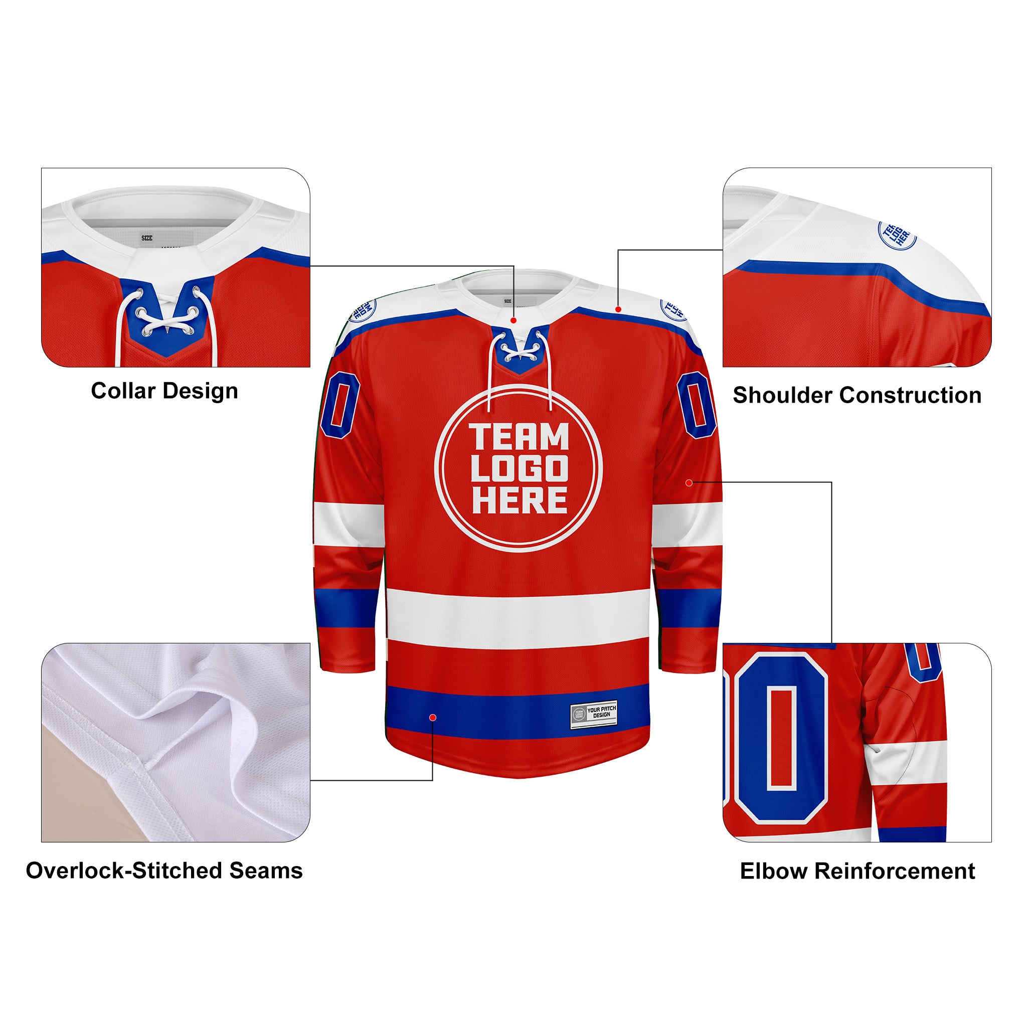 Custom Hockey Jersey Varsity Teamwear VT-208 RedWhiteBlue