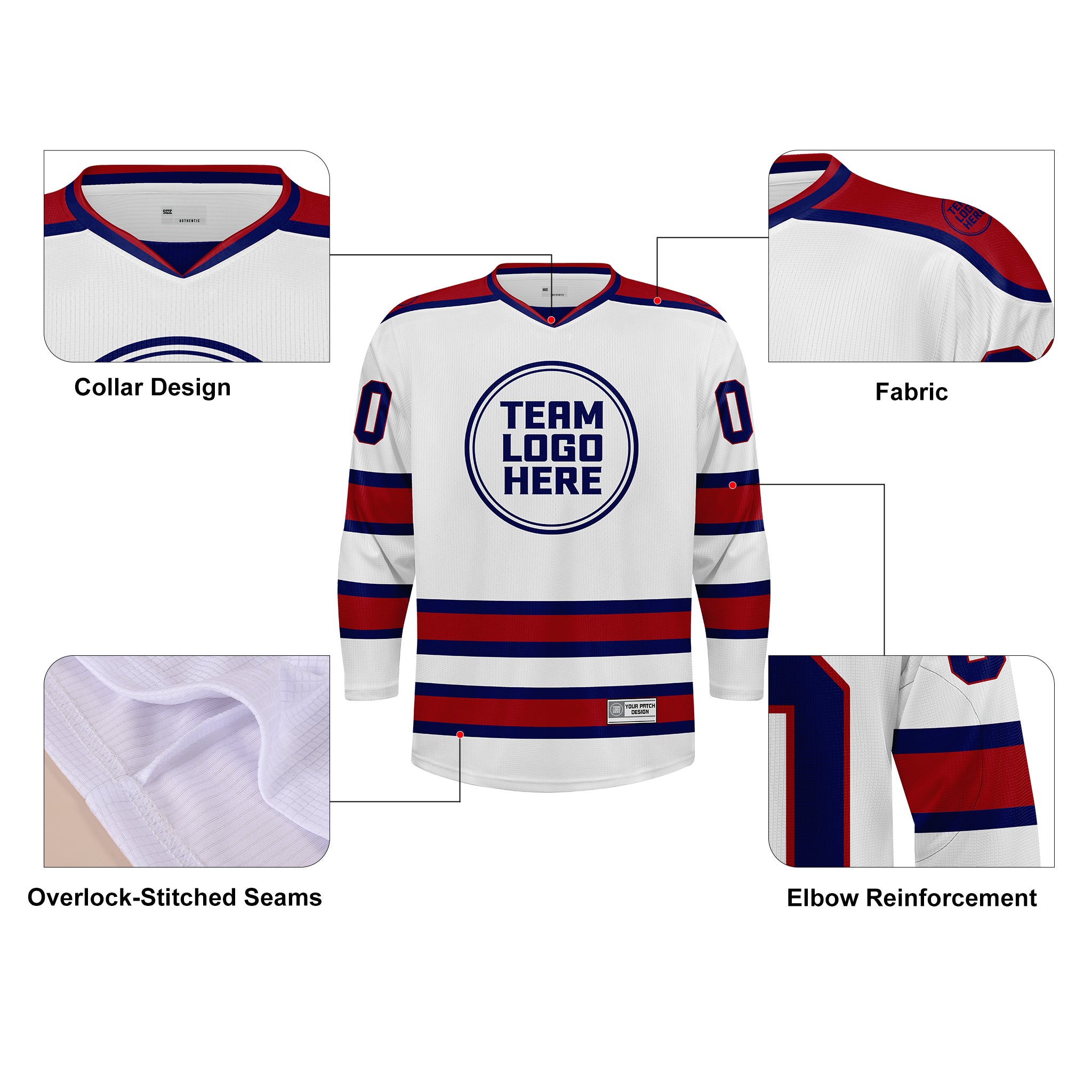 Custom Hockey Jersey Practice PS-202 WhiteNavyRed