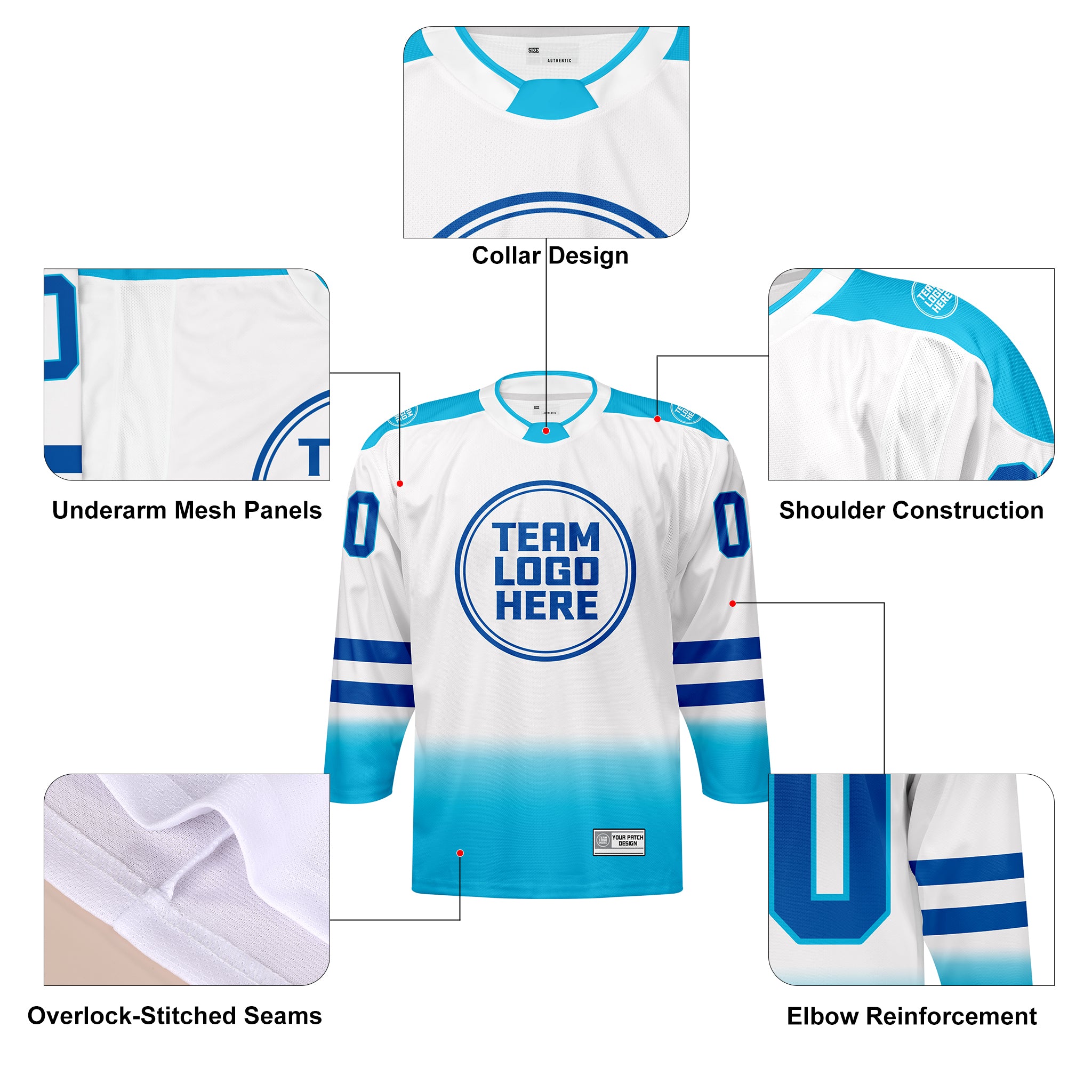 Custom Hockey Jersey Elite Pro EP-202 SkyWhiteRoyal