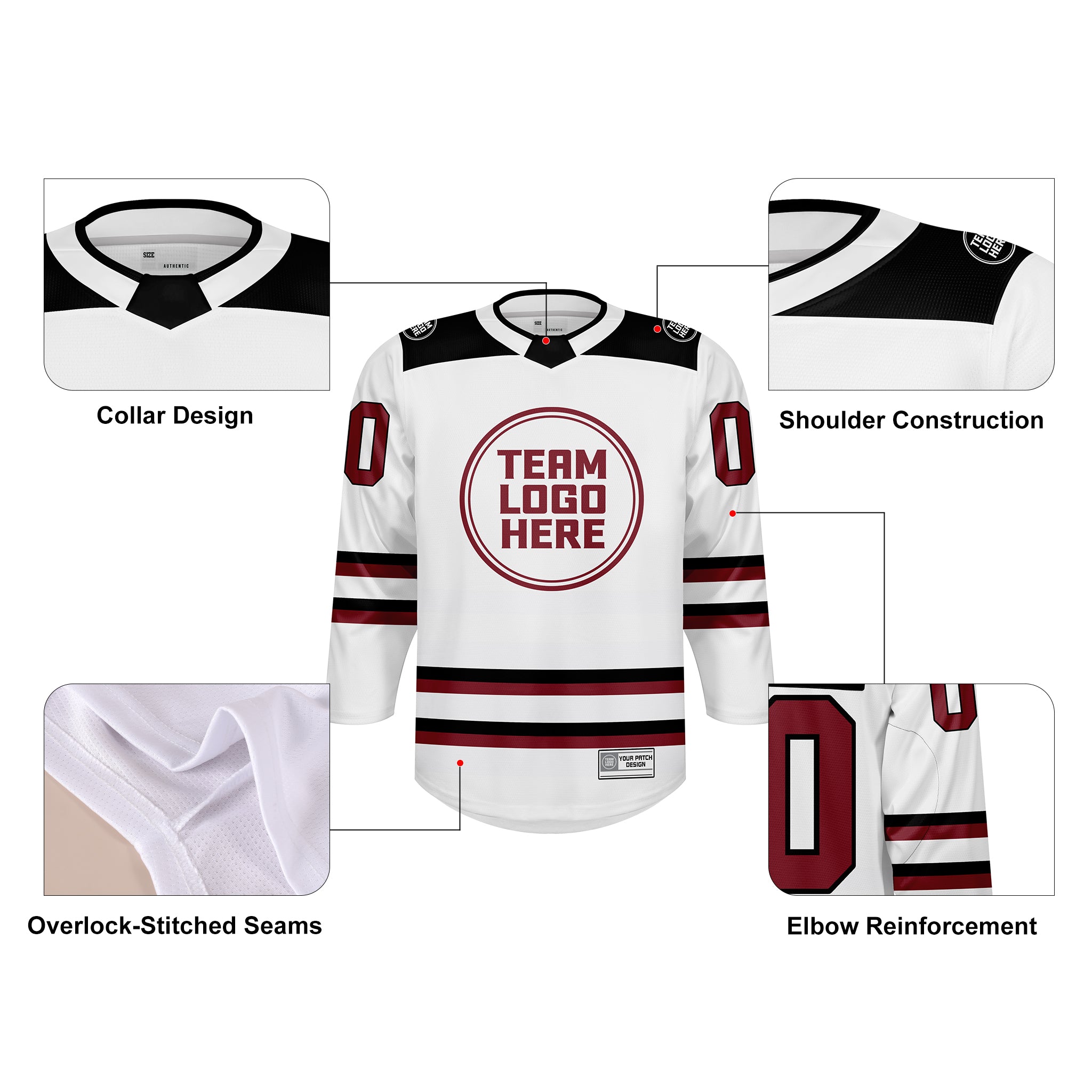 Custom Hockey Jersey Varsity Teamwear VT-101 WhiteBlackRed