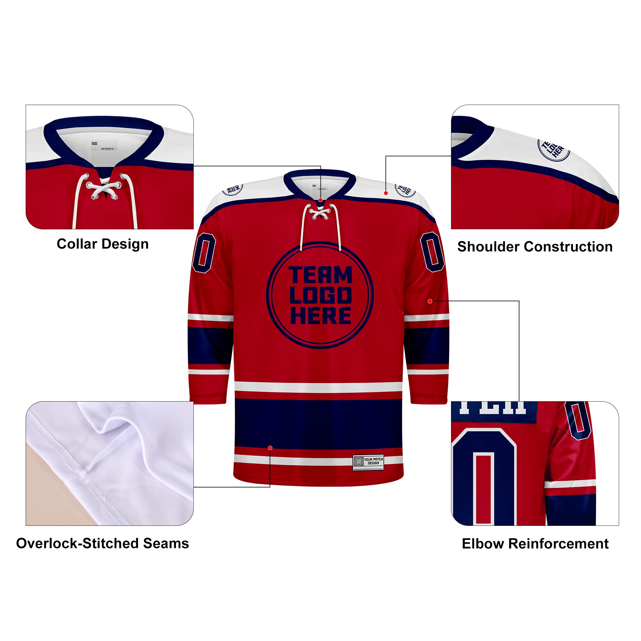Custom Hockey Jersey Varsity Teamwear VT-301 RedBlueWhite
