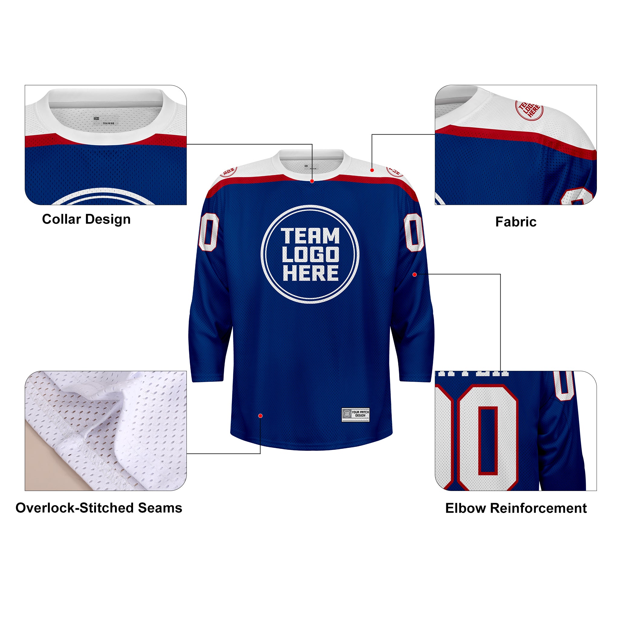 Custom Hockey Jersey Practice PS-301 BlueWhiteRed (Sample)
