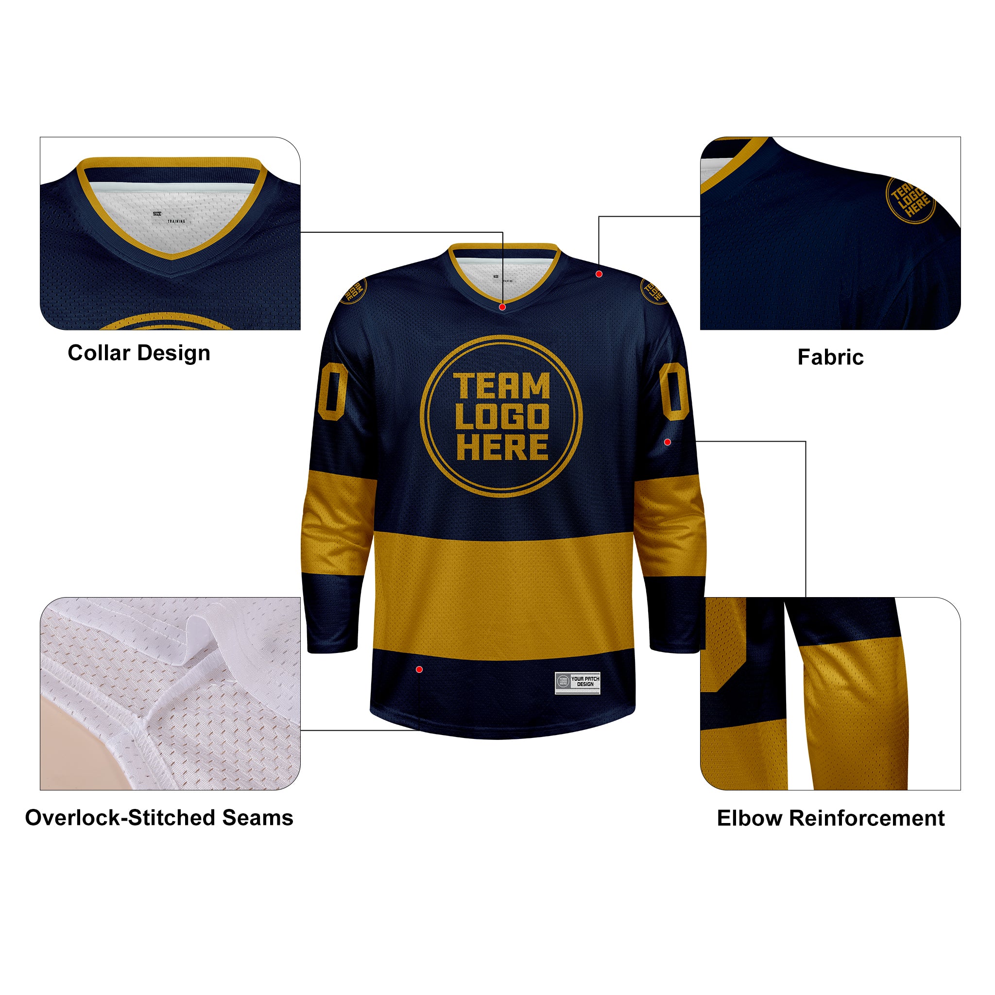 Custom Hockey Jersey Practice PS-101 NavyGold