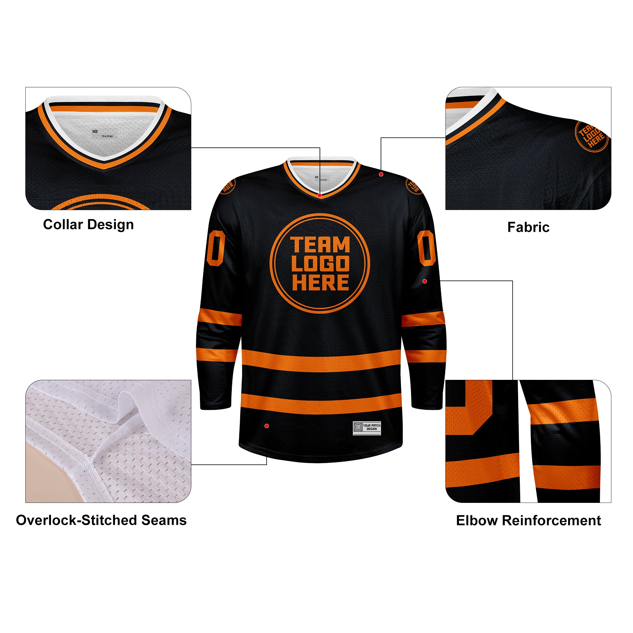 Custom Hockey Jersey Practice PS-103 BlackOrange