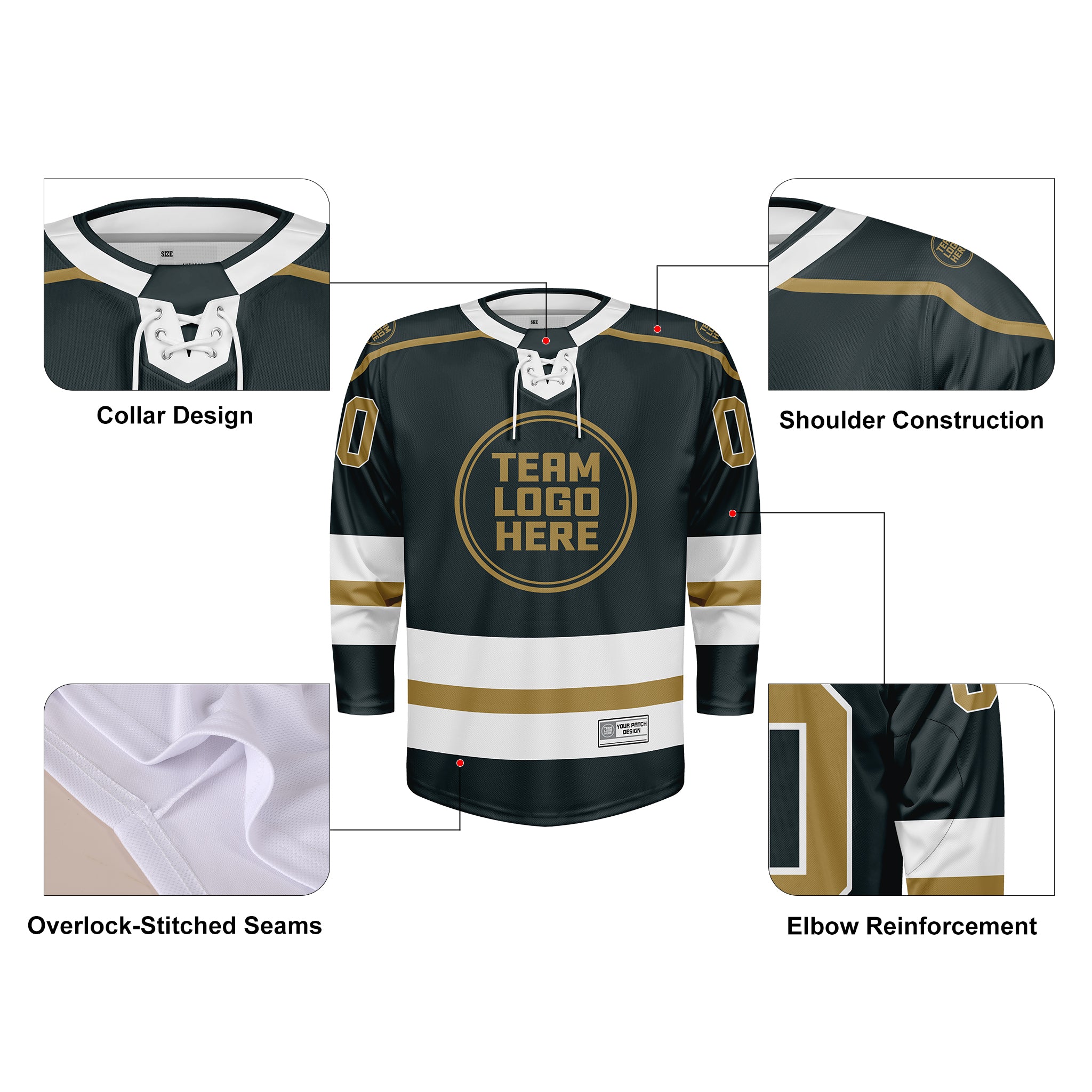 Custom Hockey Jersey Varsity Teamwear VT-202 SteelGoldWhite