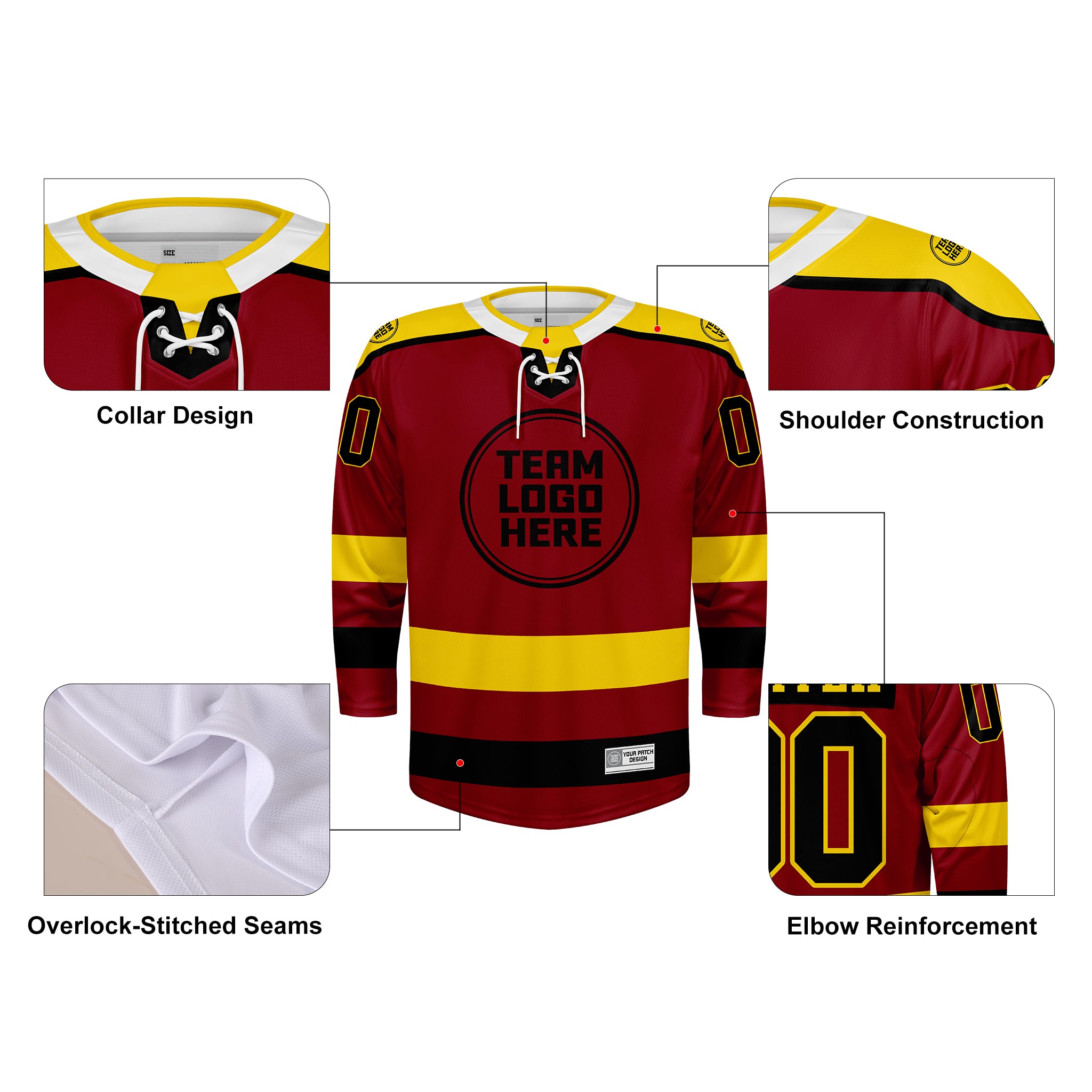 Custom Hockey Jersey Varsity Teamwear VT-208 RedYellowBlack