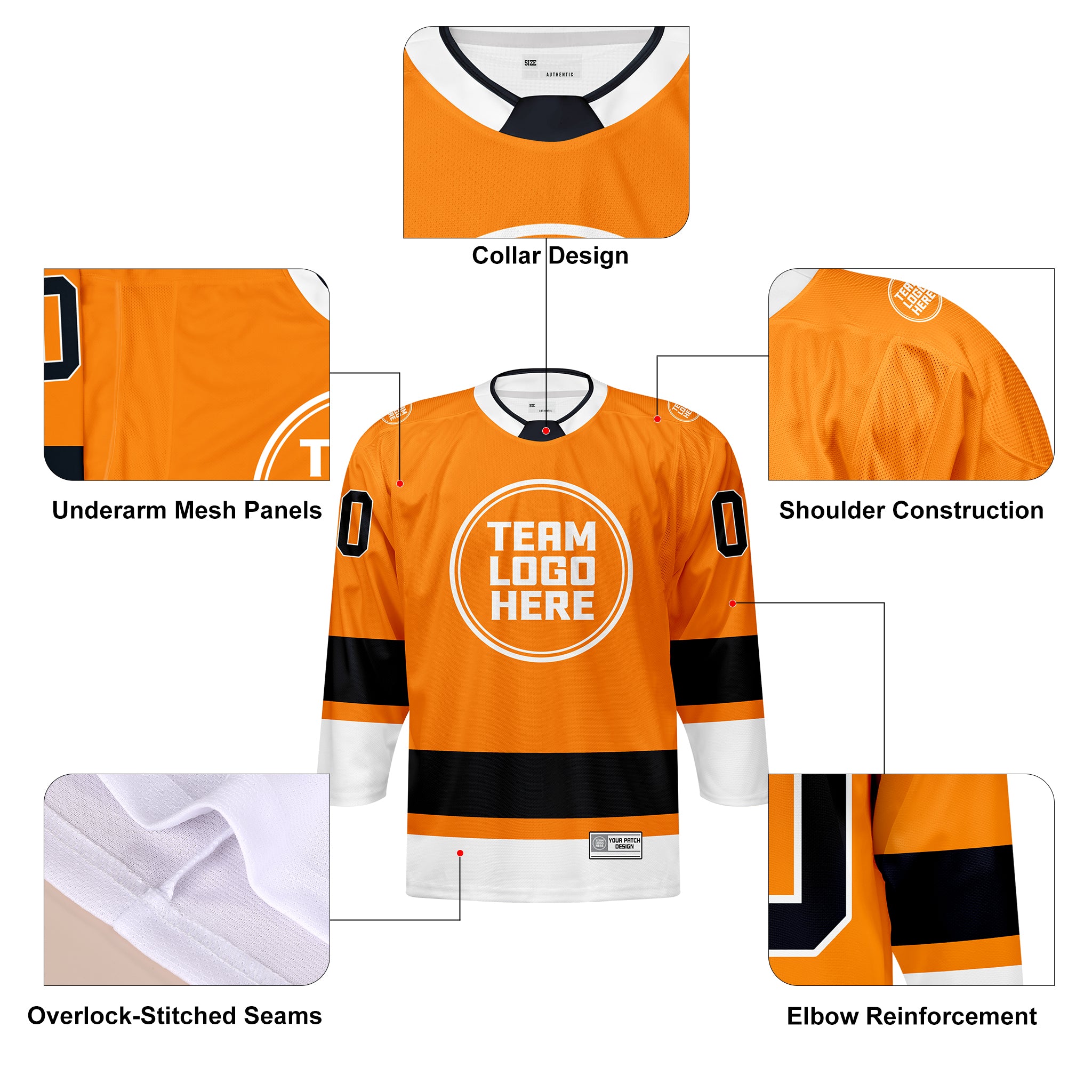 Custom Hockey Jersey Elite Pro EP-201 OrangeBlackWhite