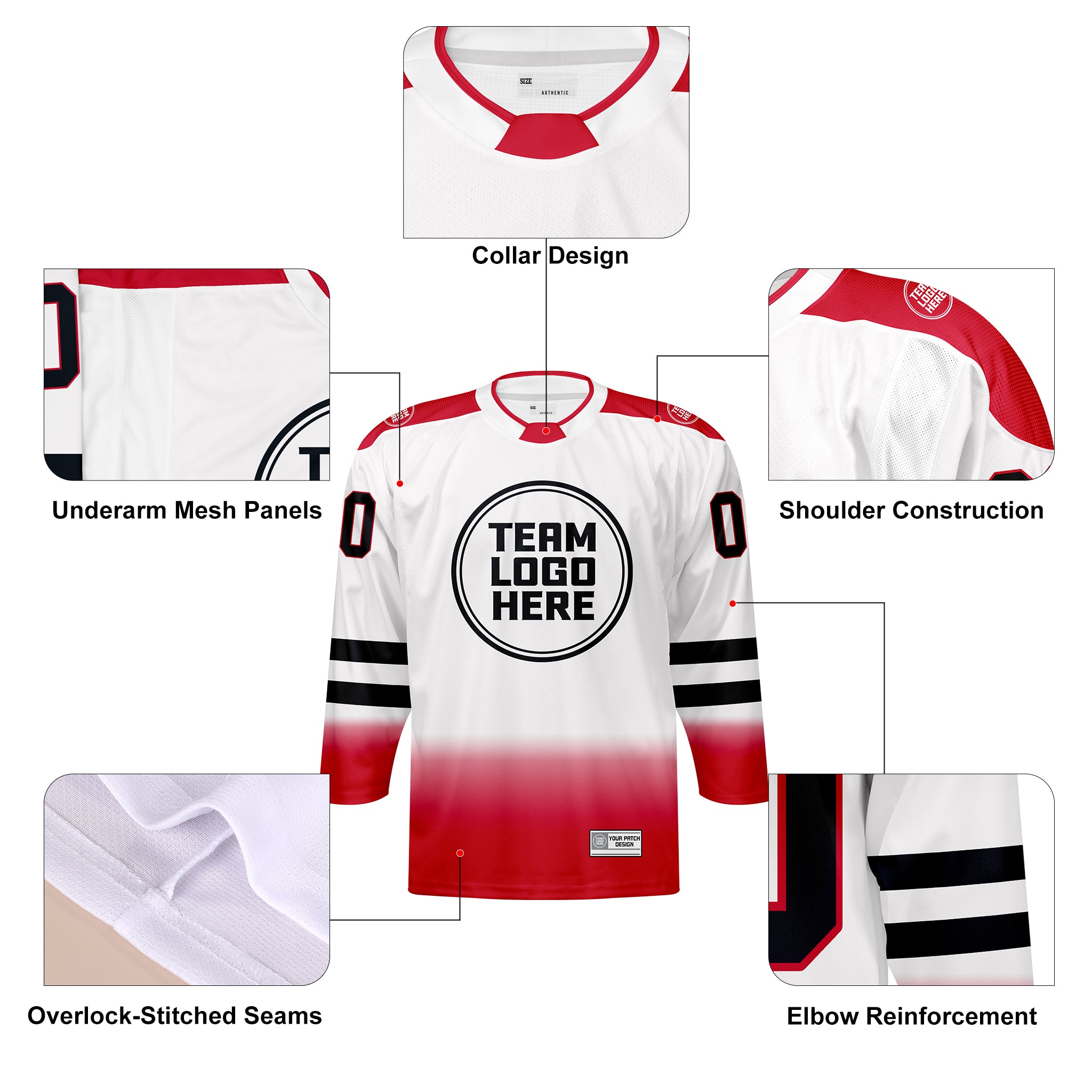 Custom Hockey Jersey Elite Pro EP-202 RedWhiteBlack