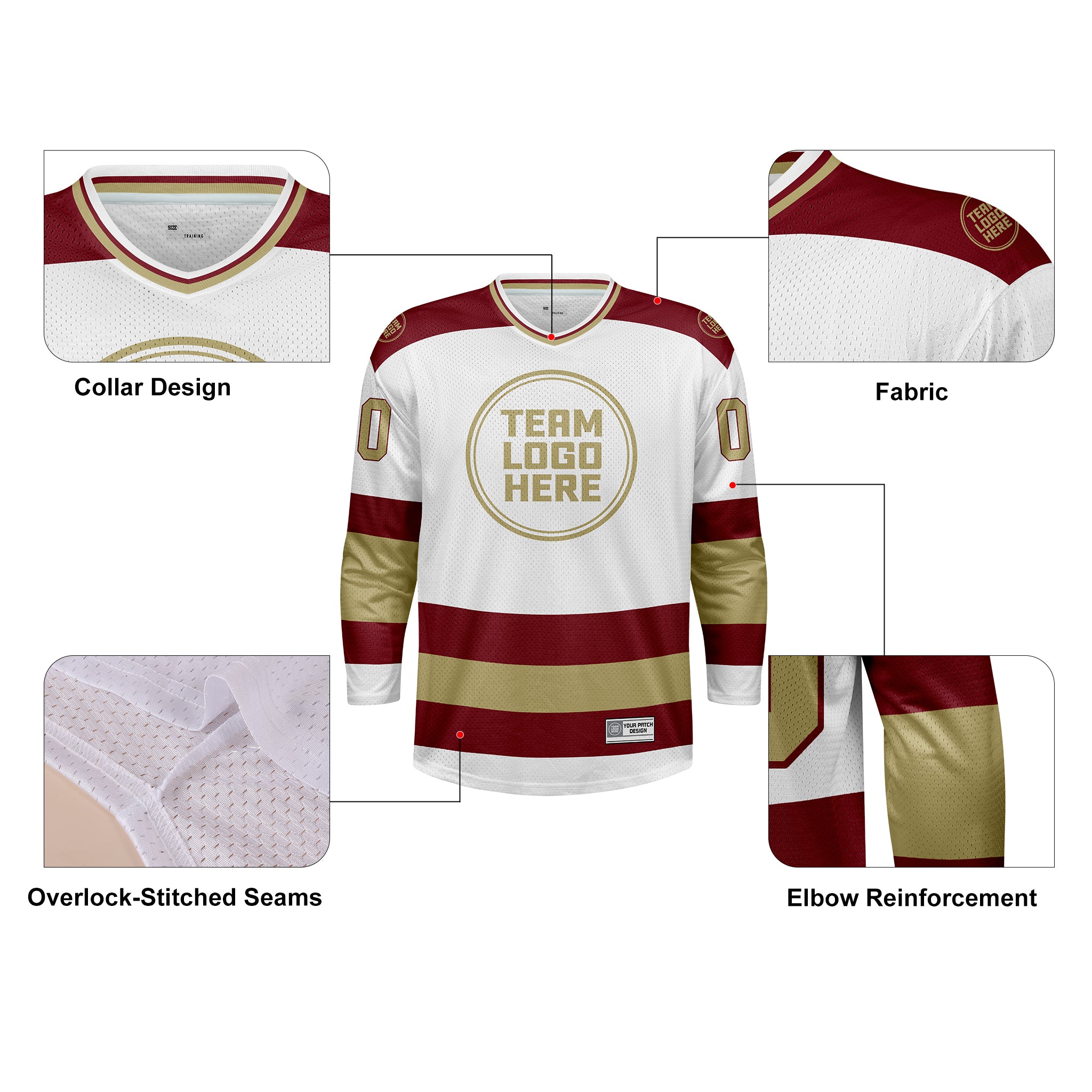 Custom Hockey Jersey Practice PS-102 WhiteWineSand