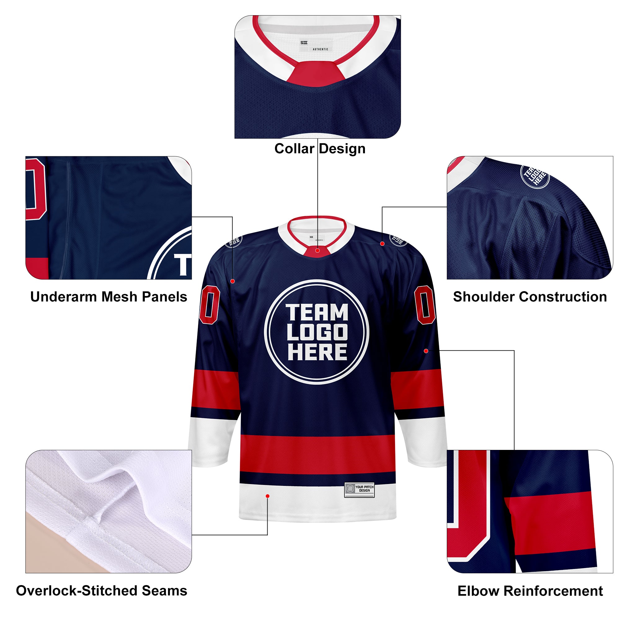 Custom Hockey Jersey Elite Pro EP-201 NavyRedWhite