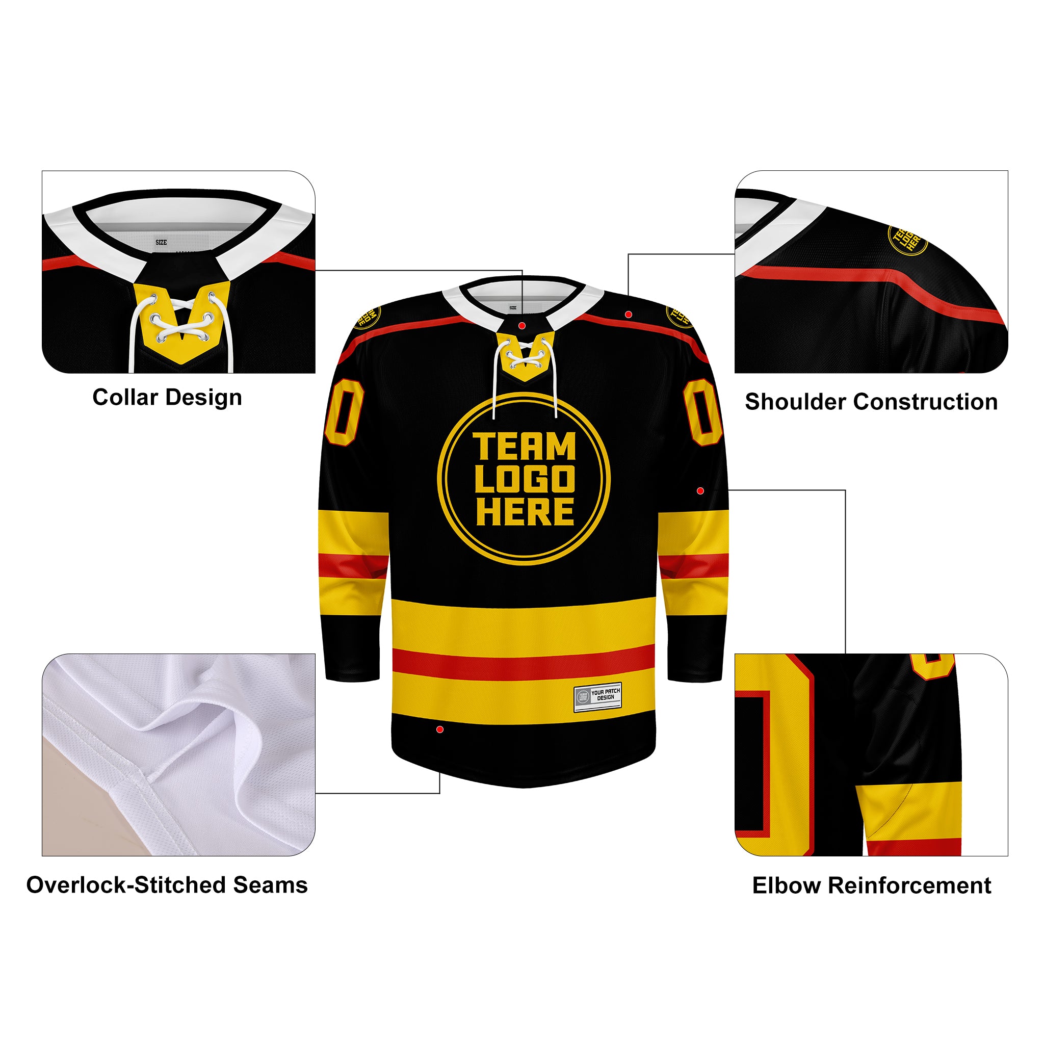 Custom Hockey Jersey Varsity Teamwear VT-202 BlackGoldRed