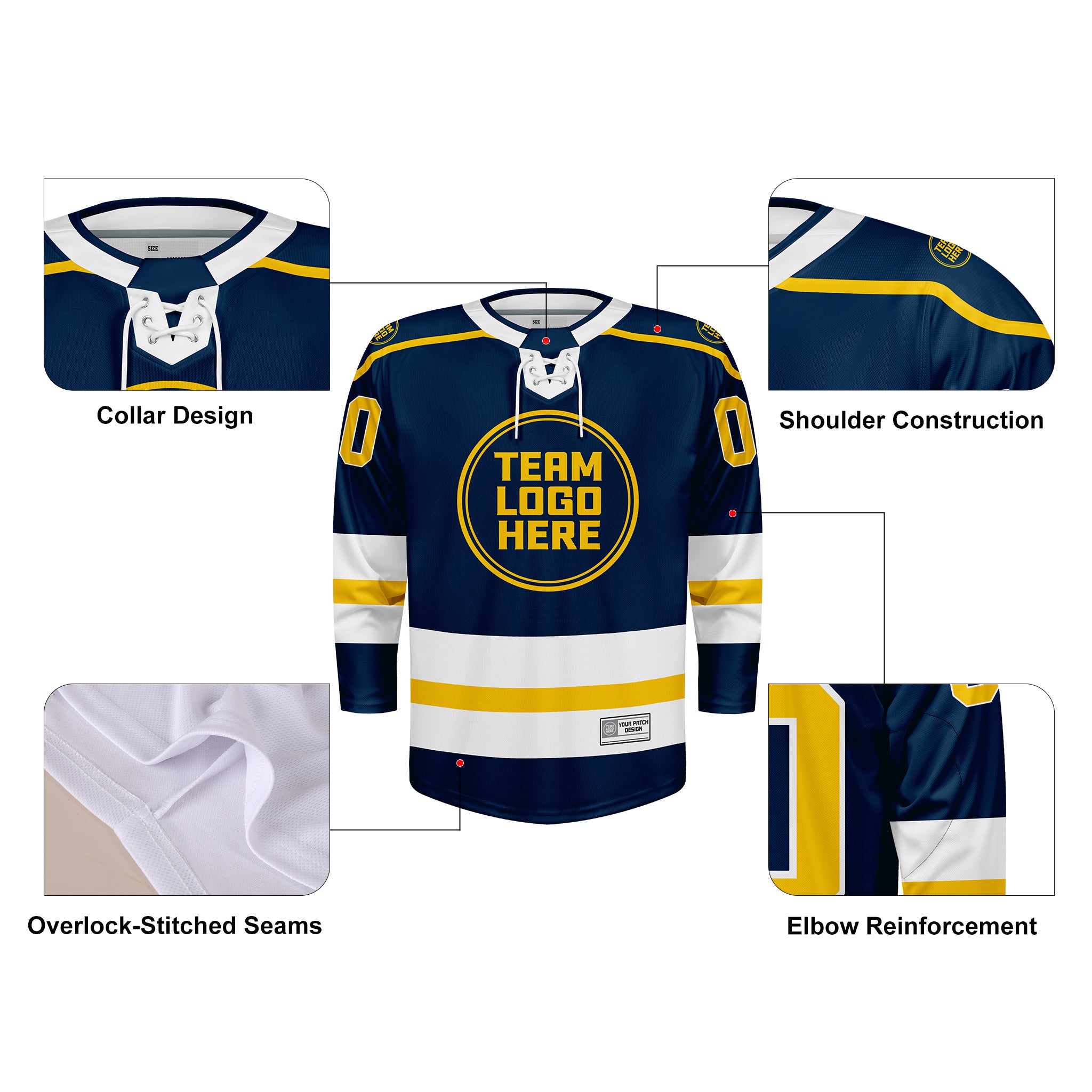 Custom Hockey Jersey Varsity Teamwear VT-202 NavyYellowWhite