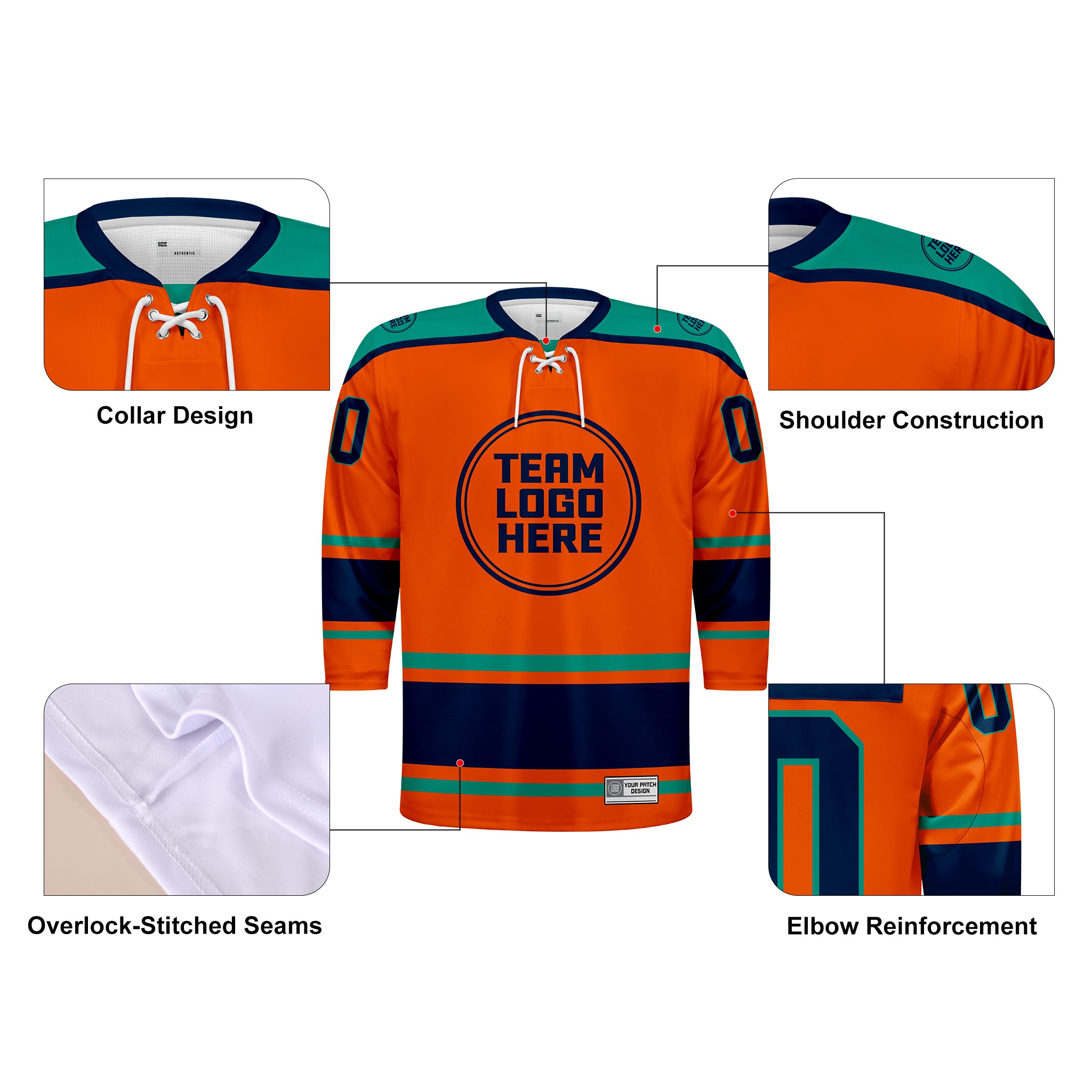 Custom Hockey Jersey Varsity Teamwear VT-301 OrangeBlueTeal