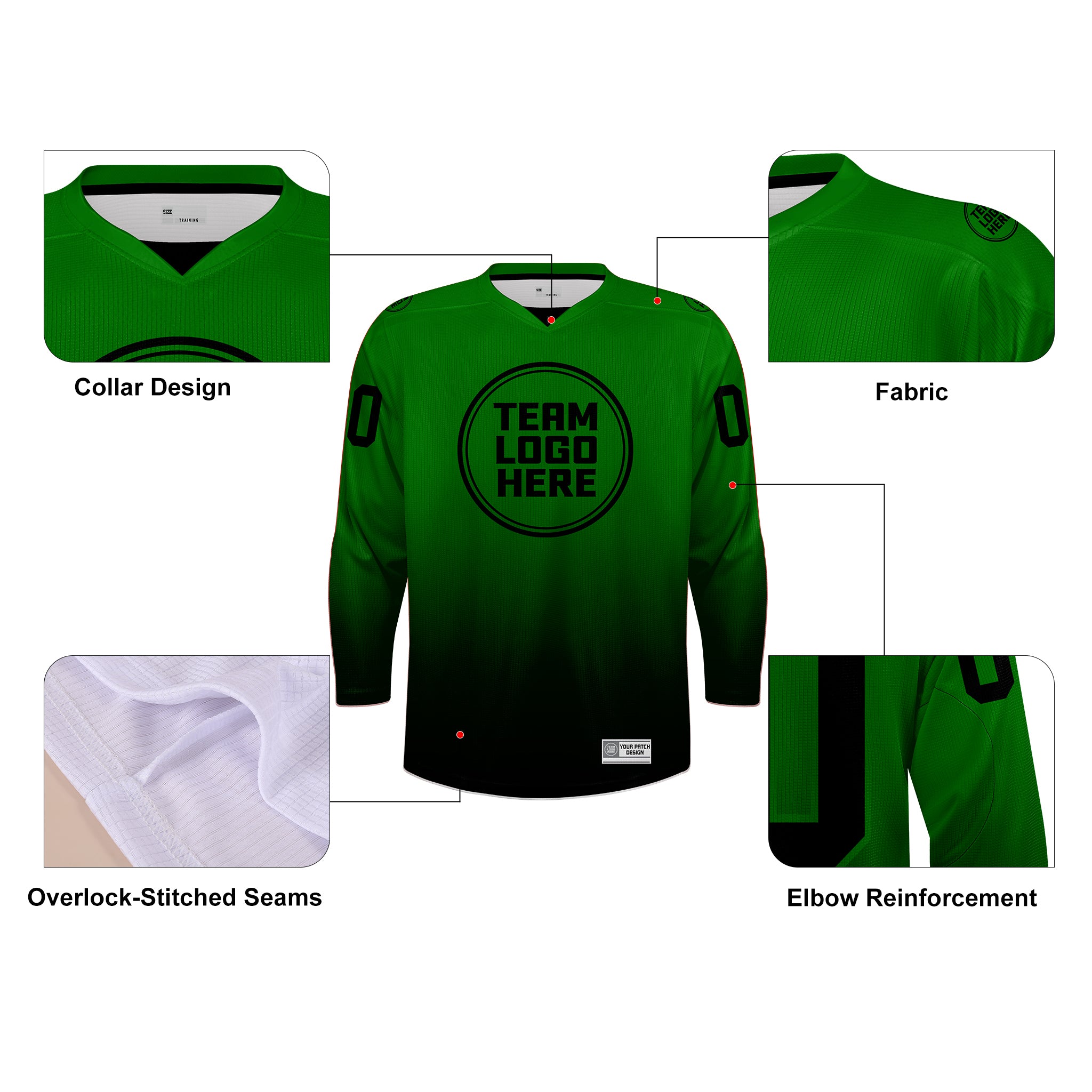 Custom Hockey Jersey Practice PSG-201 Gradient Fade Color GreenBlack