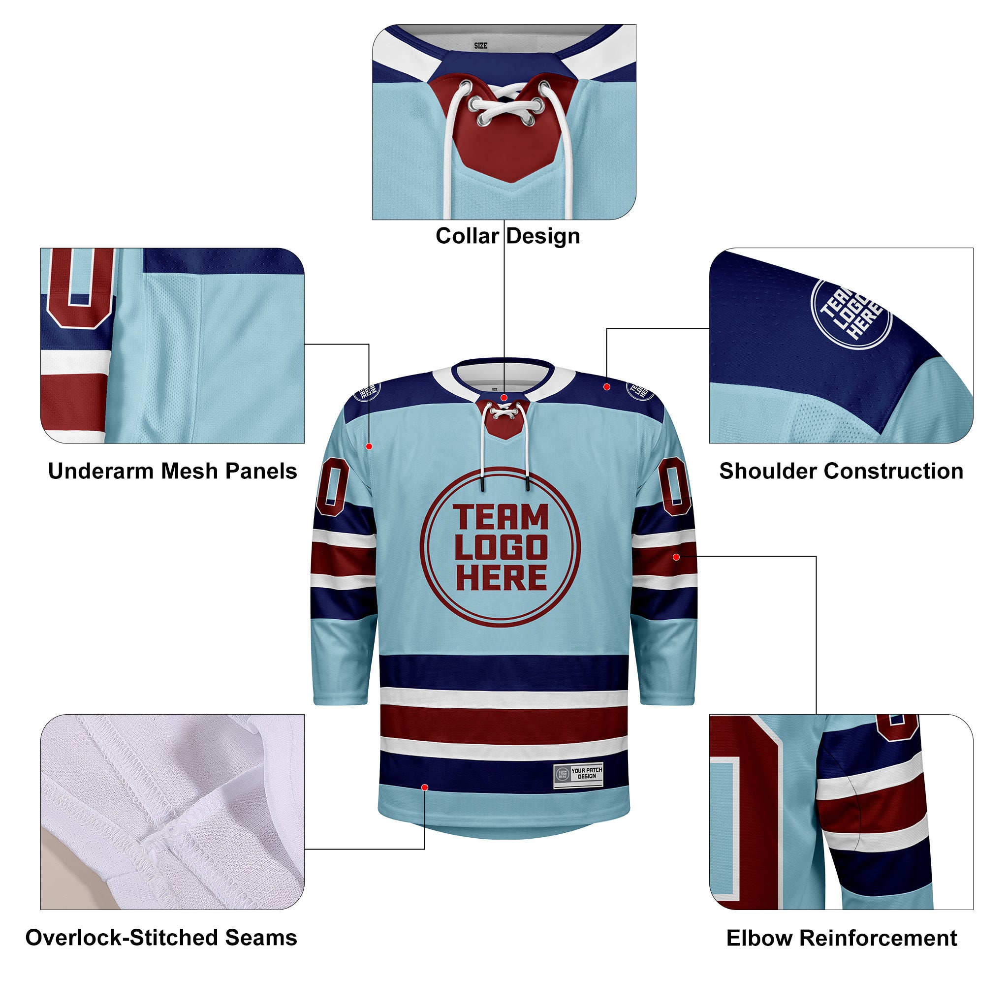 Custom Hockey Jersey Elite Pro EP-105 IceNavyWhiteRed