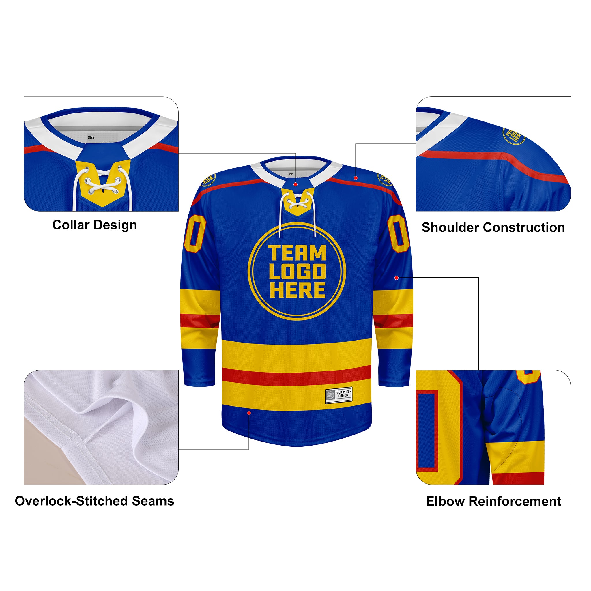 Custom Hockey Jersey Varsity Teamwear VT-202 RoyalYellowRed