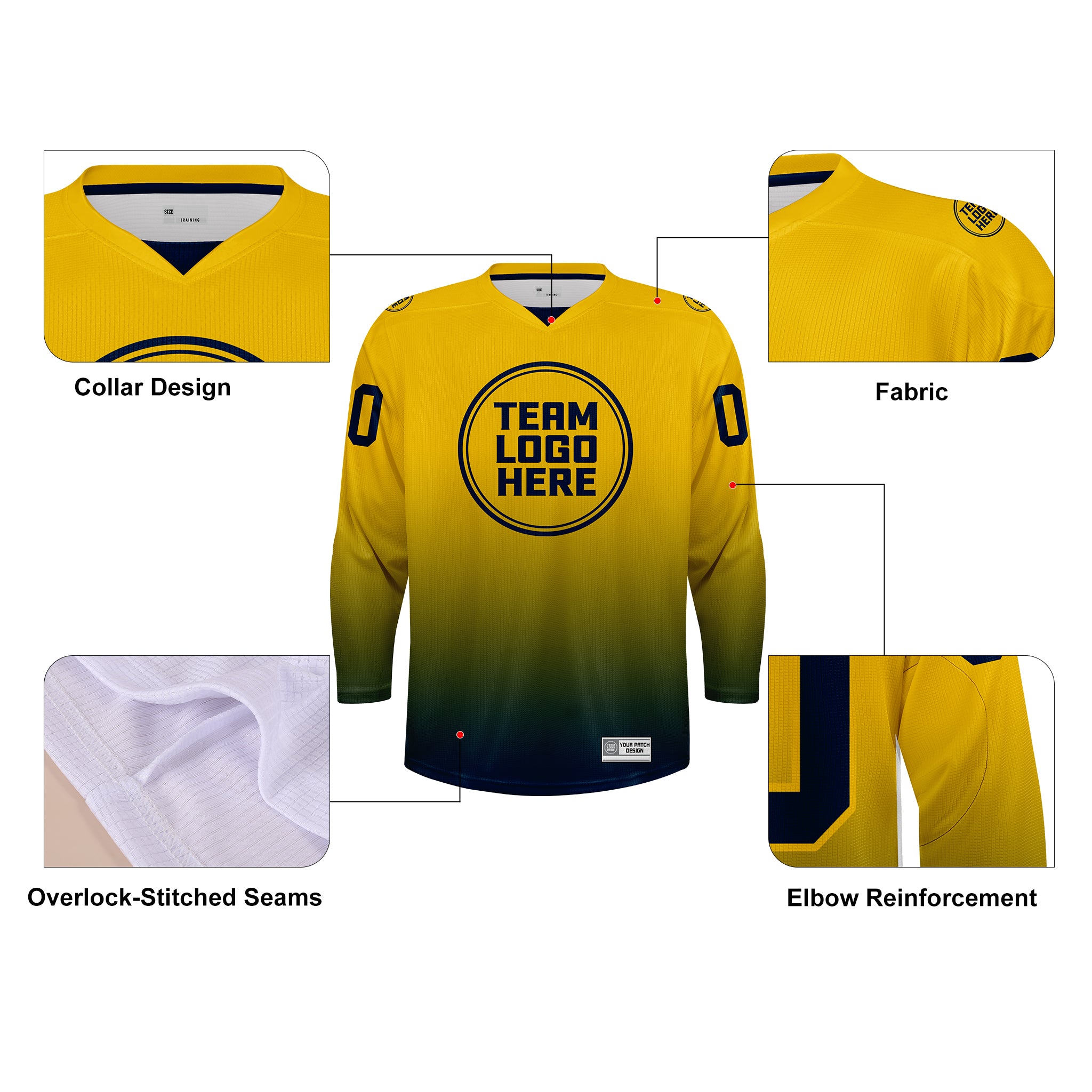 Custom Hockey Jersey Practice PSG-201 Gradient Fade Color GoldBlue