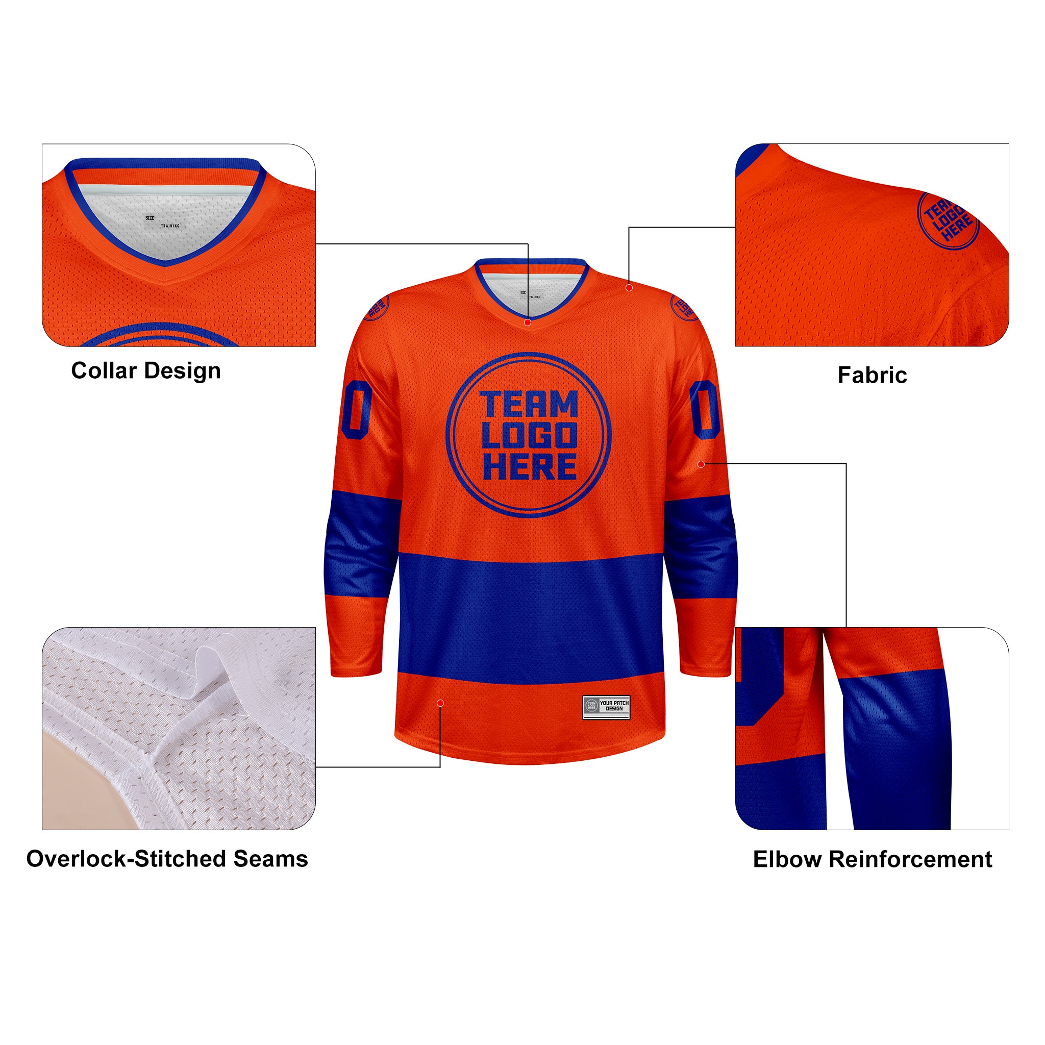 Custom Hockey Jersey Practice PS-101 OrangeRoyal